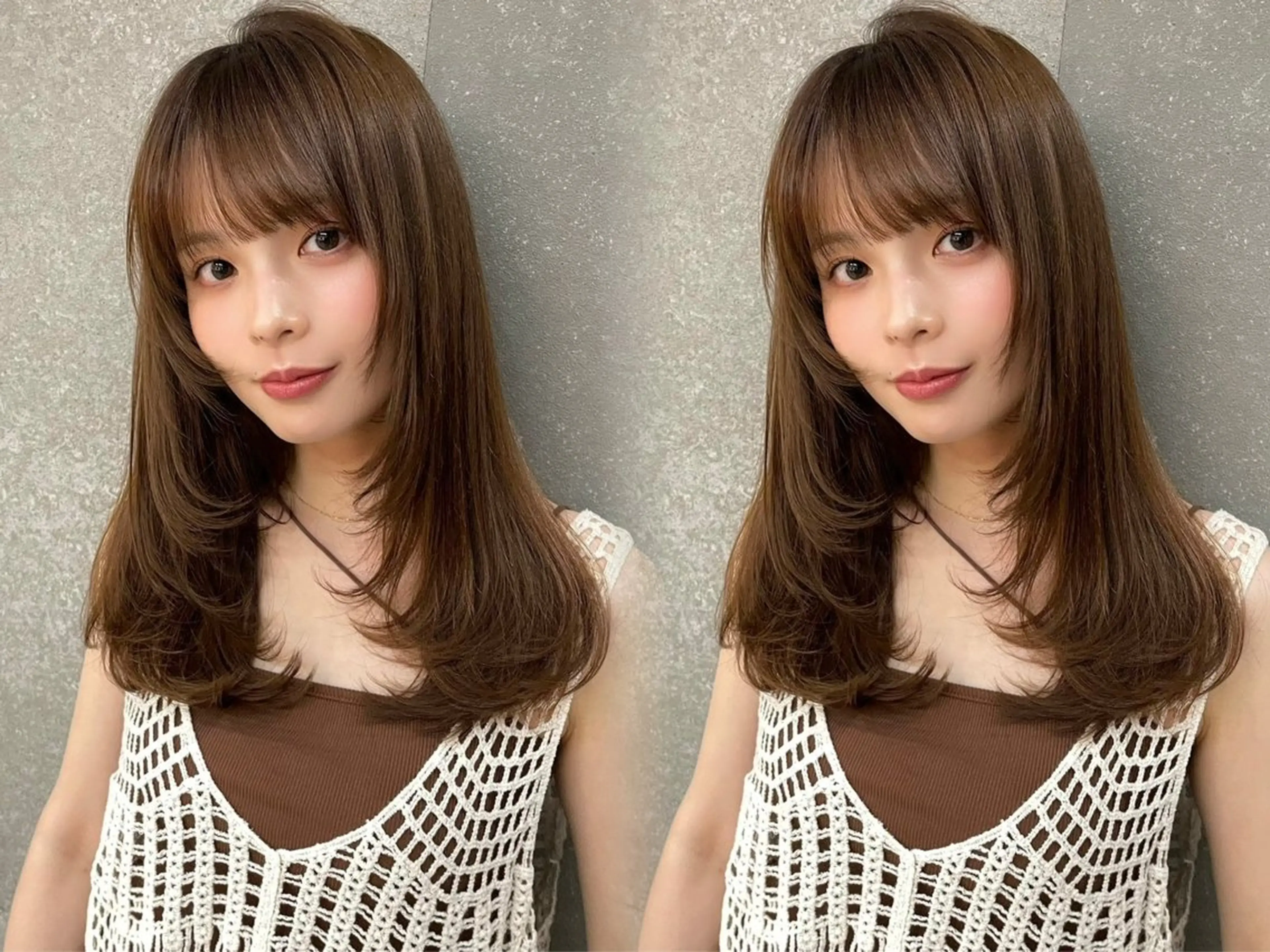 セミロング カット ヘアカラー トリートメント 韓国🇰🇷レイヤー 透明感/秀瑛🩶のヘアスタイル