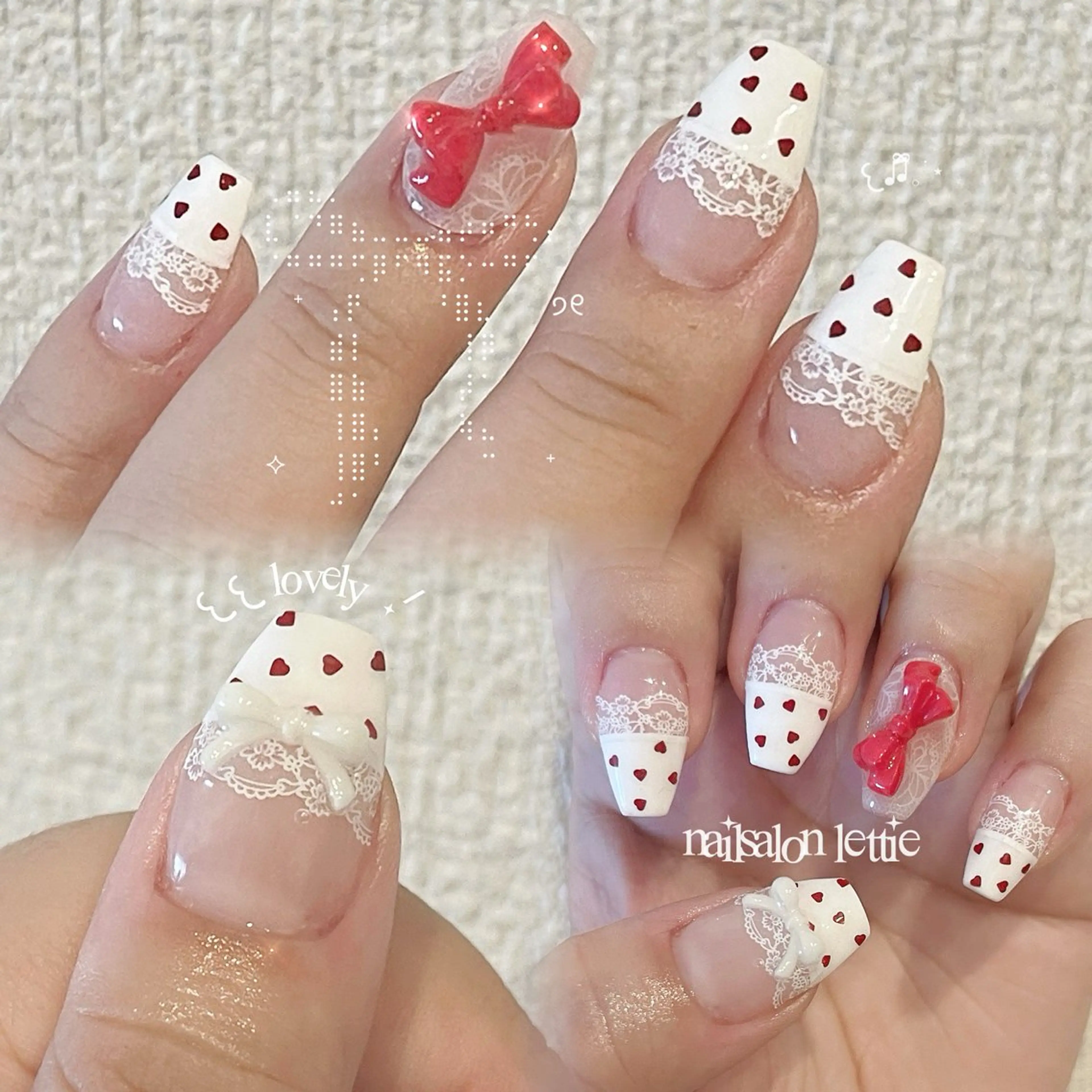 ネイル レース ハンドネイル lettie🎀 京都ガーリーネイルのネイルデザイン