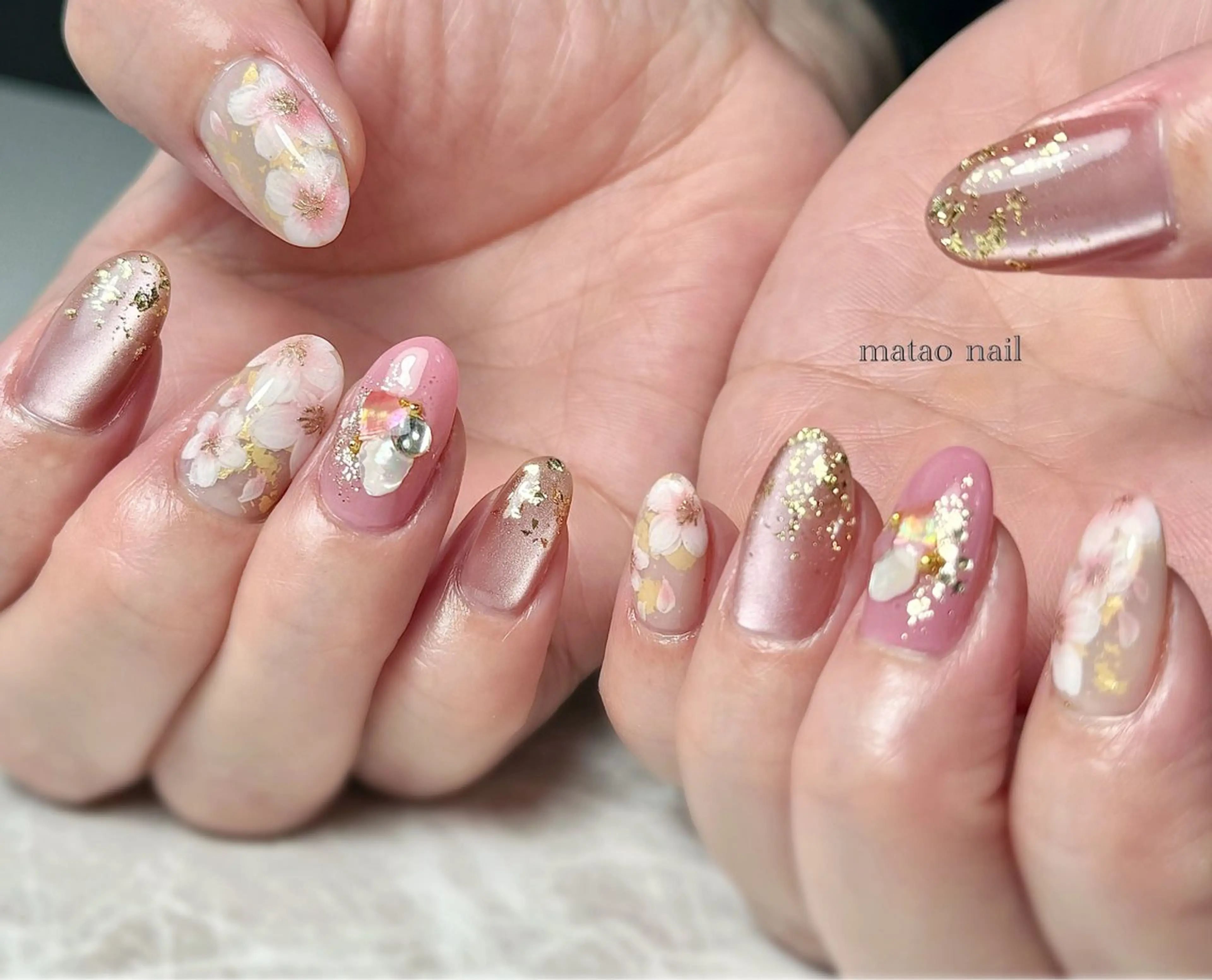 ネイル 桜ネイル 春ネイル ハンドネイル フットネイル matao nailのネイルデザイン