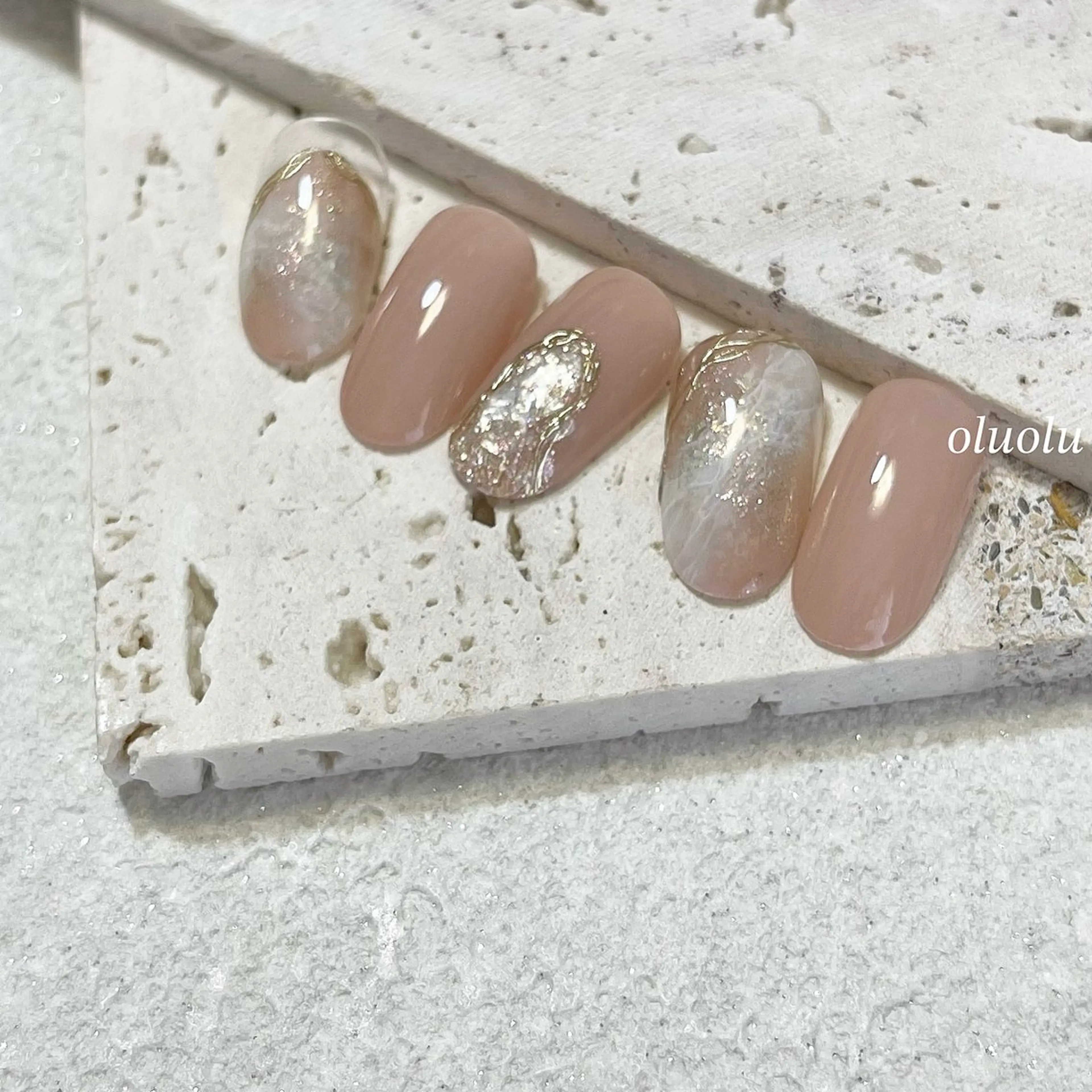 ネイル アートネイル フットネイル 大理石ネイル(マーブル) ニュアンスネイル ハンドネイル 大村 紬華のネイルデザイン