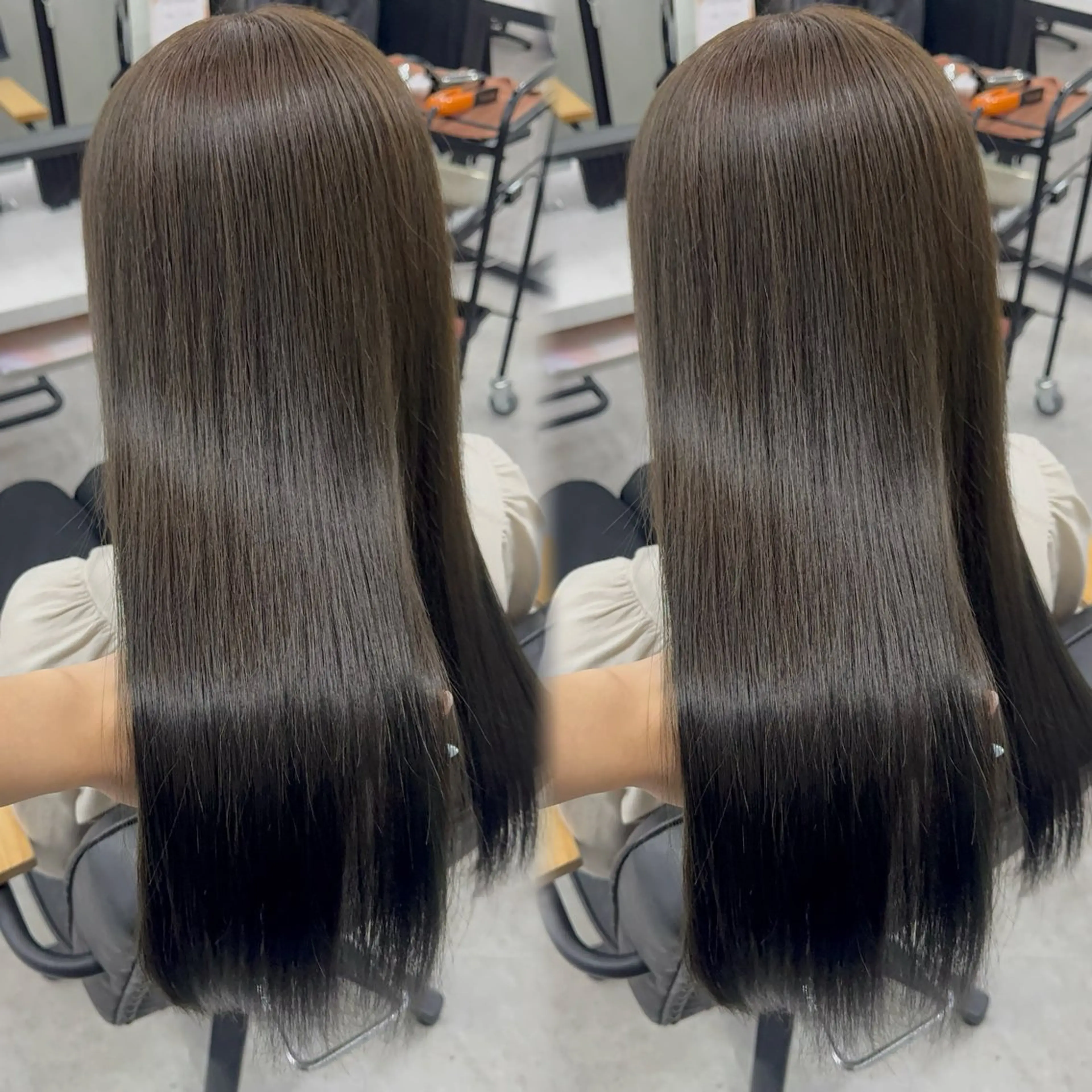 ロング カラー アッシュ アッシュブラウン ベージュカラー 黒髪 ブリーチ カット ヘアカラー トリートメント 赤み無し柔らかカラー 【梅田】madokaのヘアスタイル