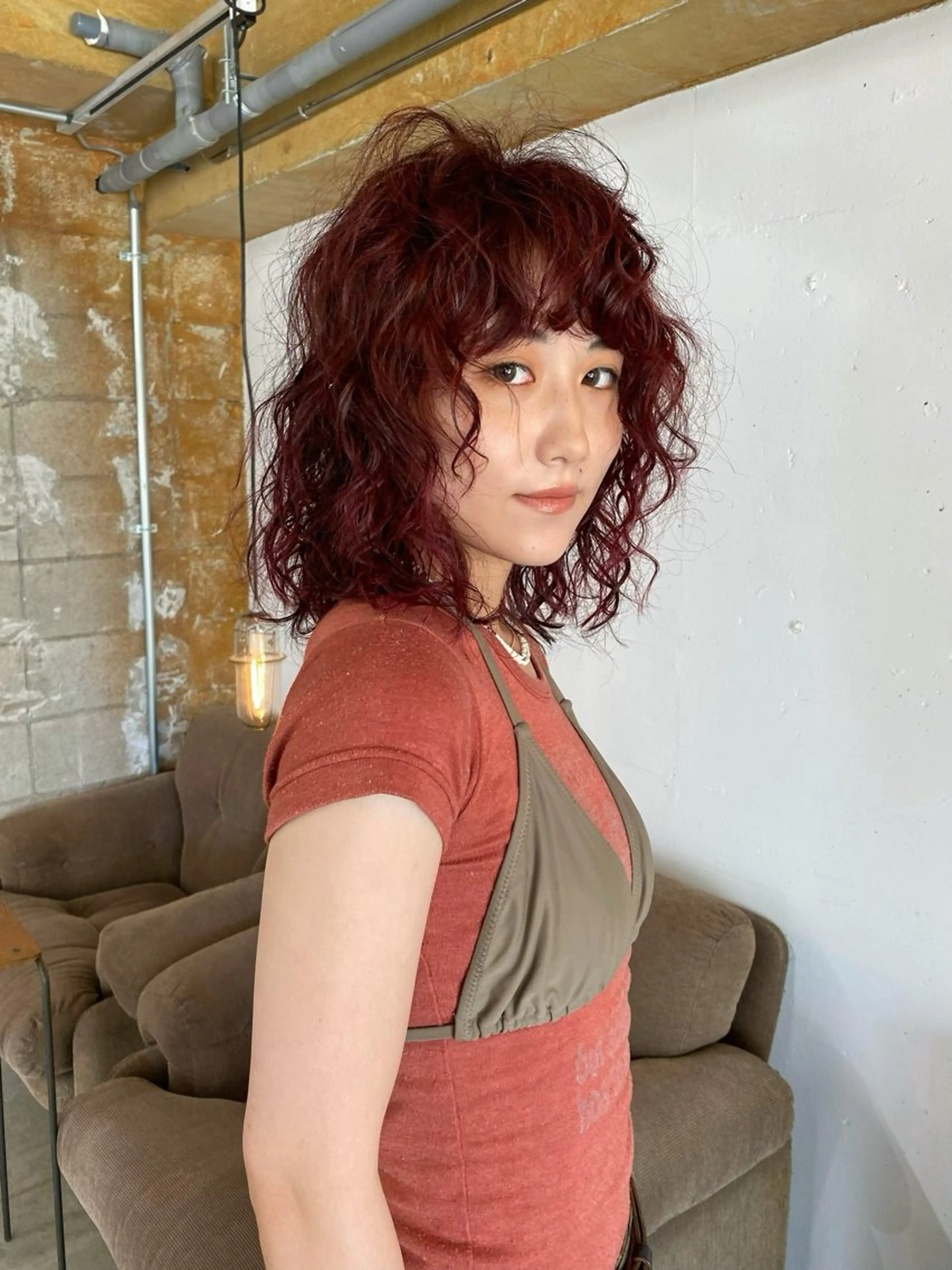 ミディアム カラー パーマ カット ヘアカラー パーマ KEI gattacaのヘアスタイル