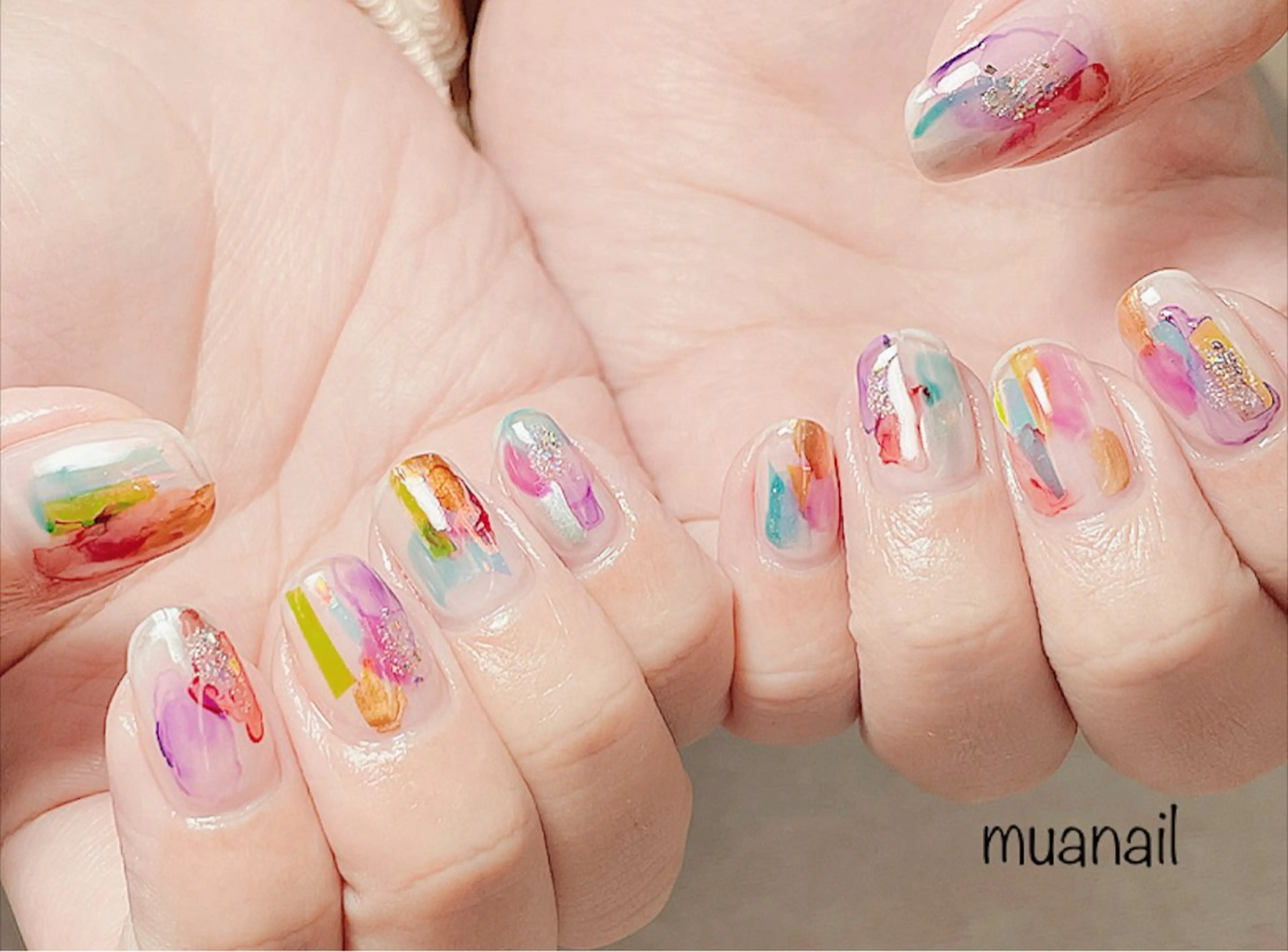 ネイル ブルー 夏ネイル ハンドネイル mua nail mikiのネイルデザイン