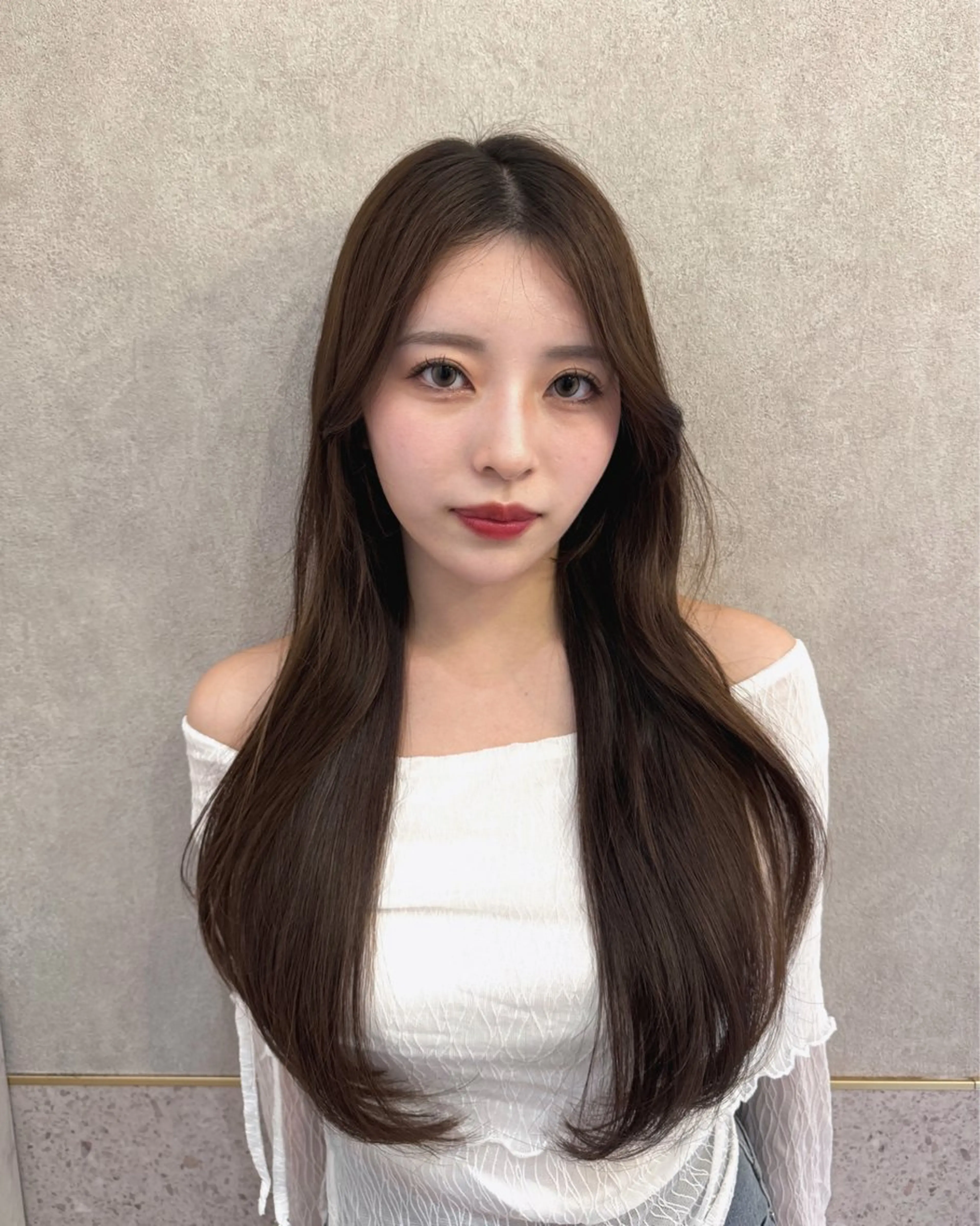 ロング 韓国風ヘア カット ヘアカラー トリートメント 🎀しゅな/韓国 レイヤー/透明感♡のヘアスタイル