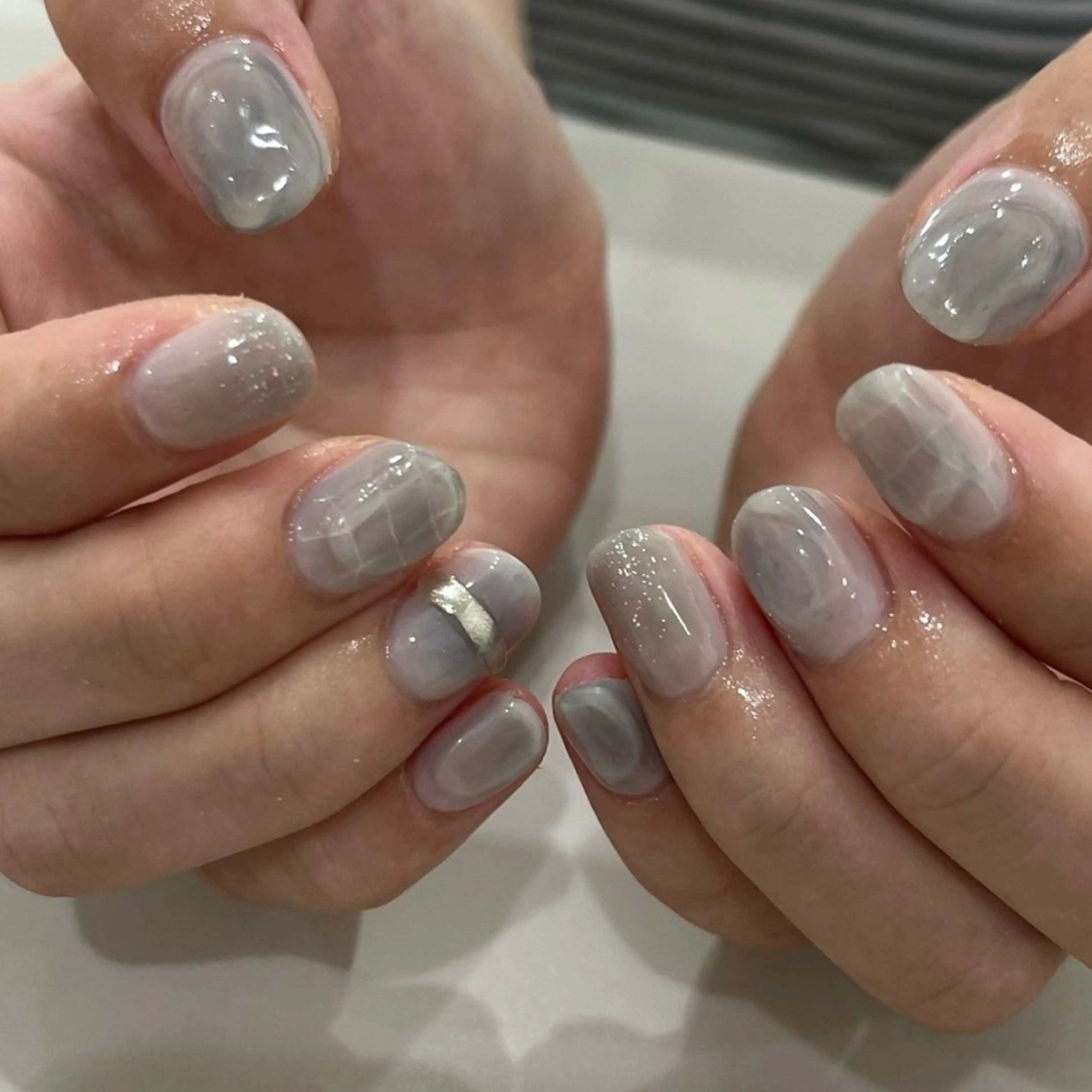 ネイル 水色 ニュアンスネイル ハンドネイル nail‪◯ petitnanoのネイルデザイン