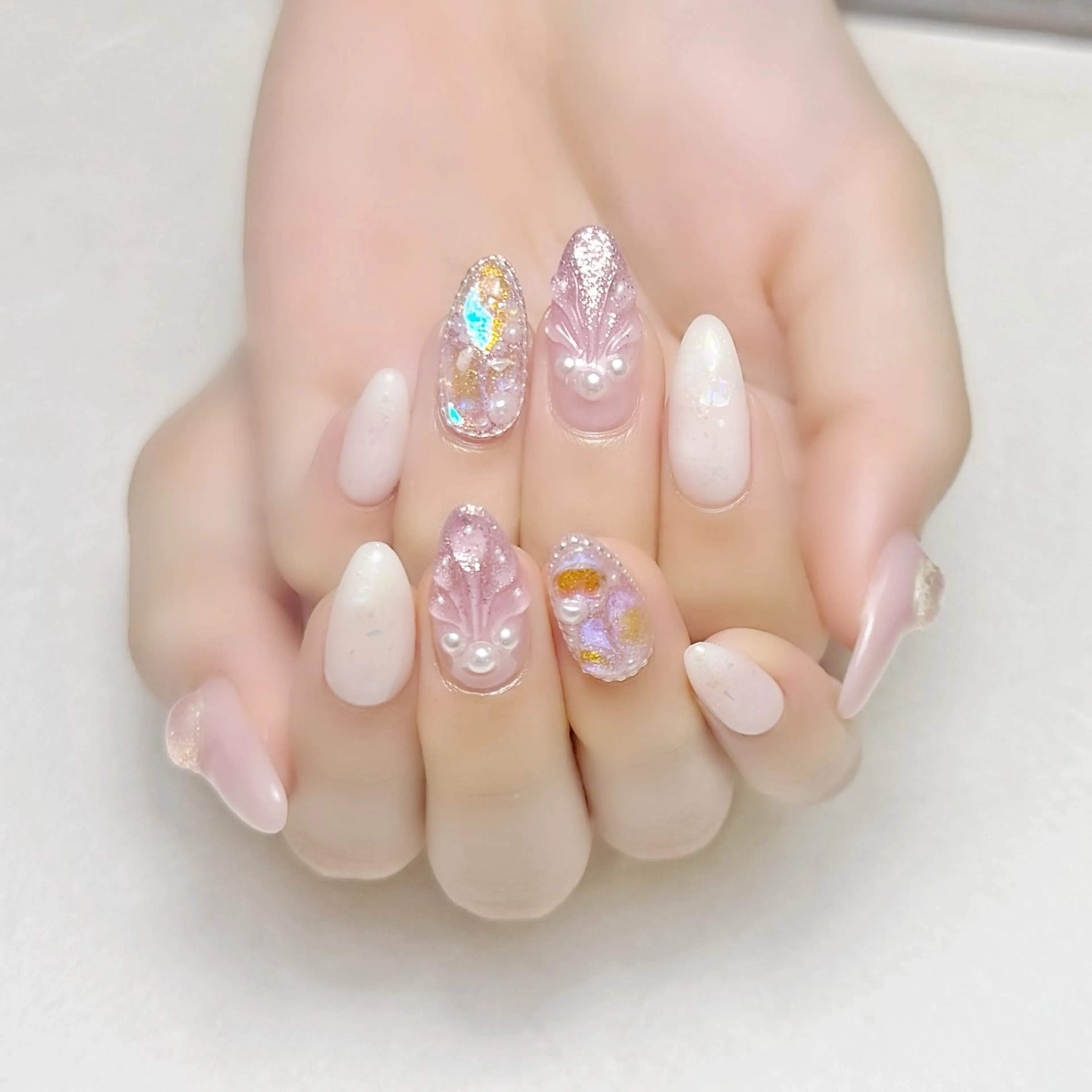 ネイル 氷ネイル・うるうるネイル ラメ(グリッター) 夏ネイル rouse nail RISATOのネイルデザイン