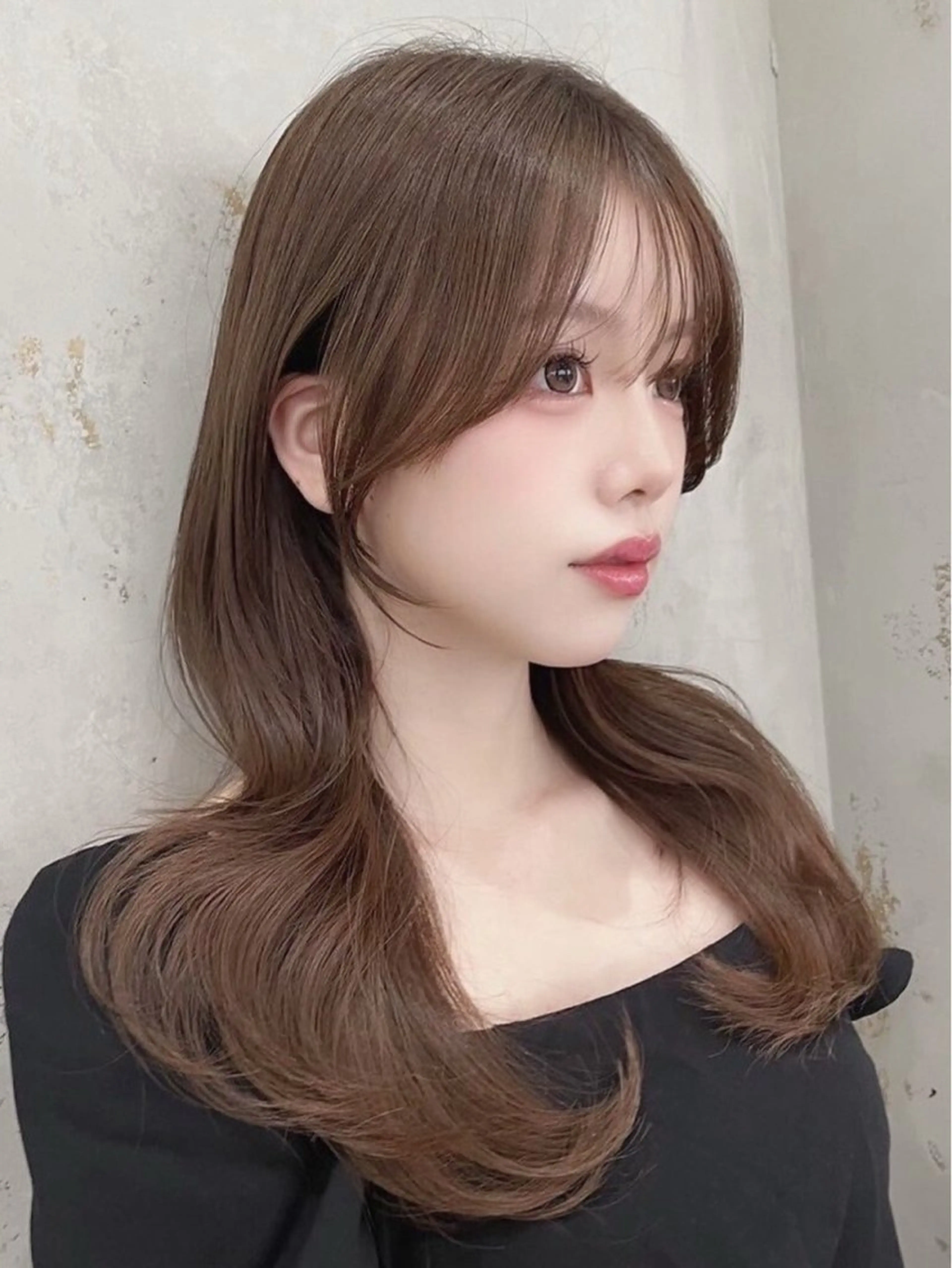 セミロング カラー 韓国風ヘア レイヤーカット 山崎/ボブ縮毛矯正 レイヤー髪質改善のヘアスタイル