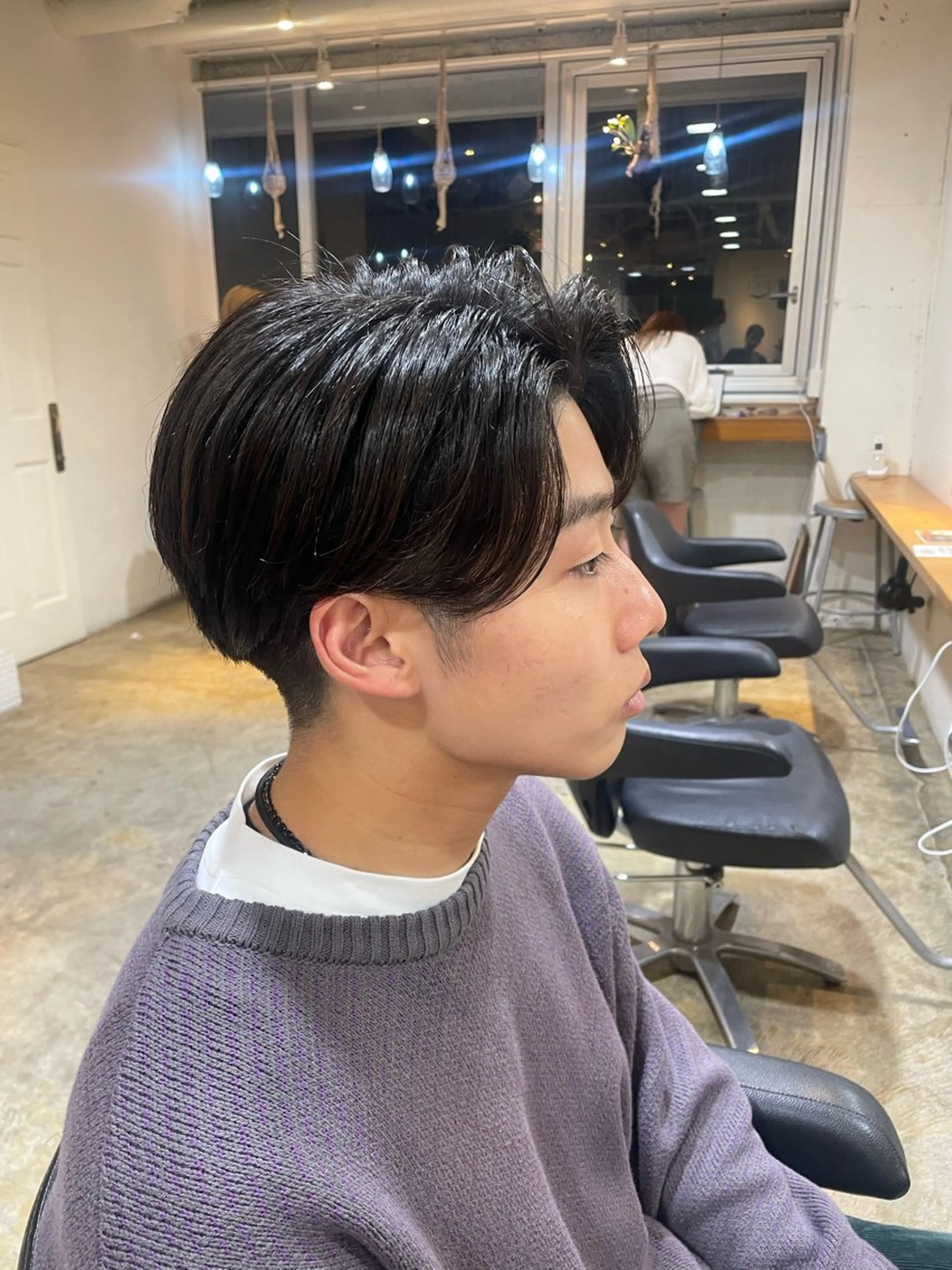 ミディアム パーマ メンズ RIN／韓国ヘア レイヤーカットのヘアスタイル