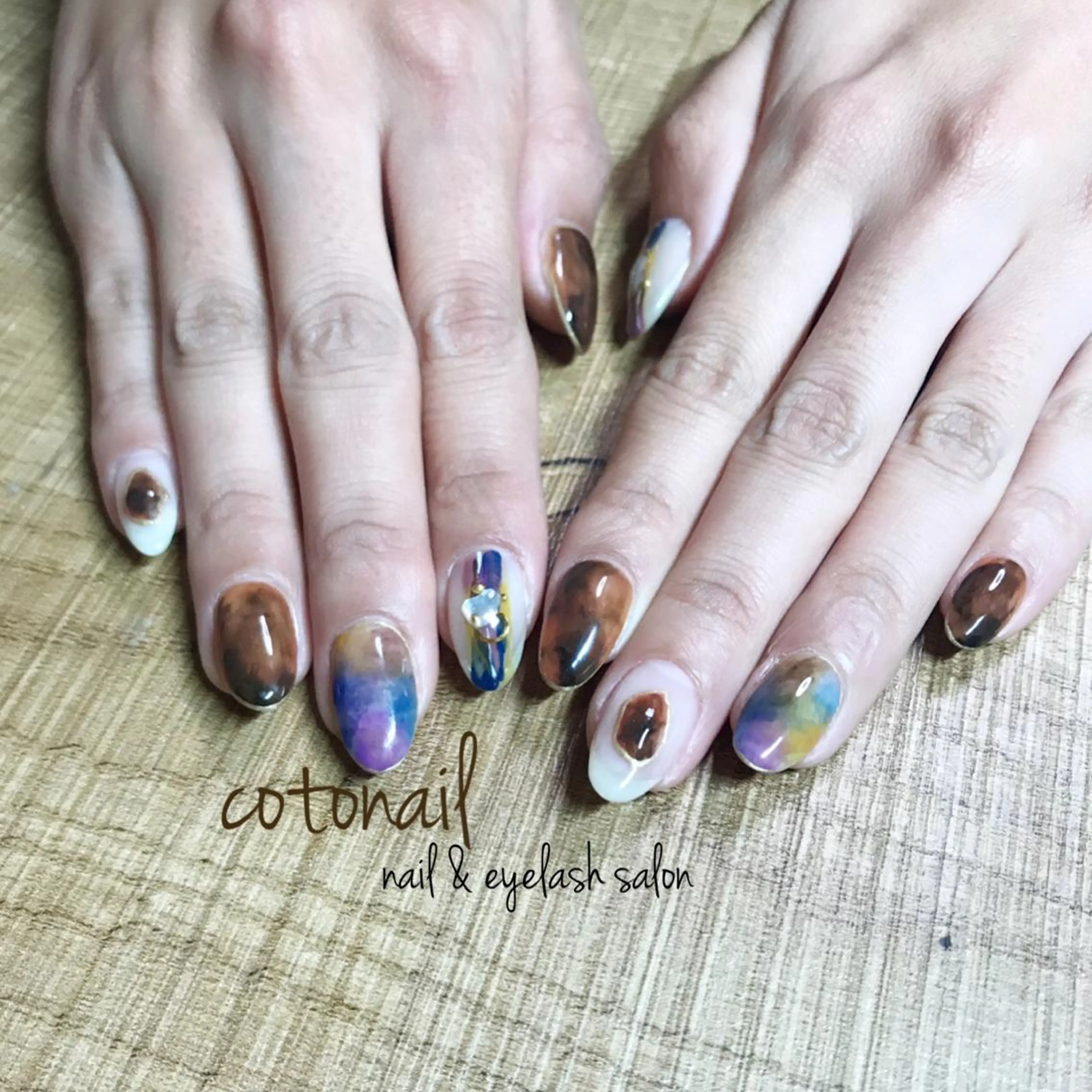 ミディアム ネイル アートネイル ハンドネイル ツメトマツゲ .のネイルデザイン