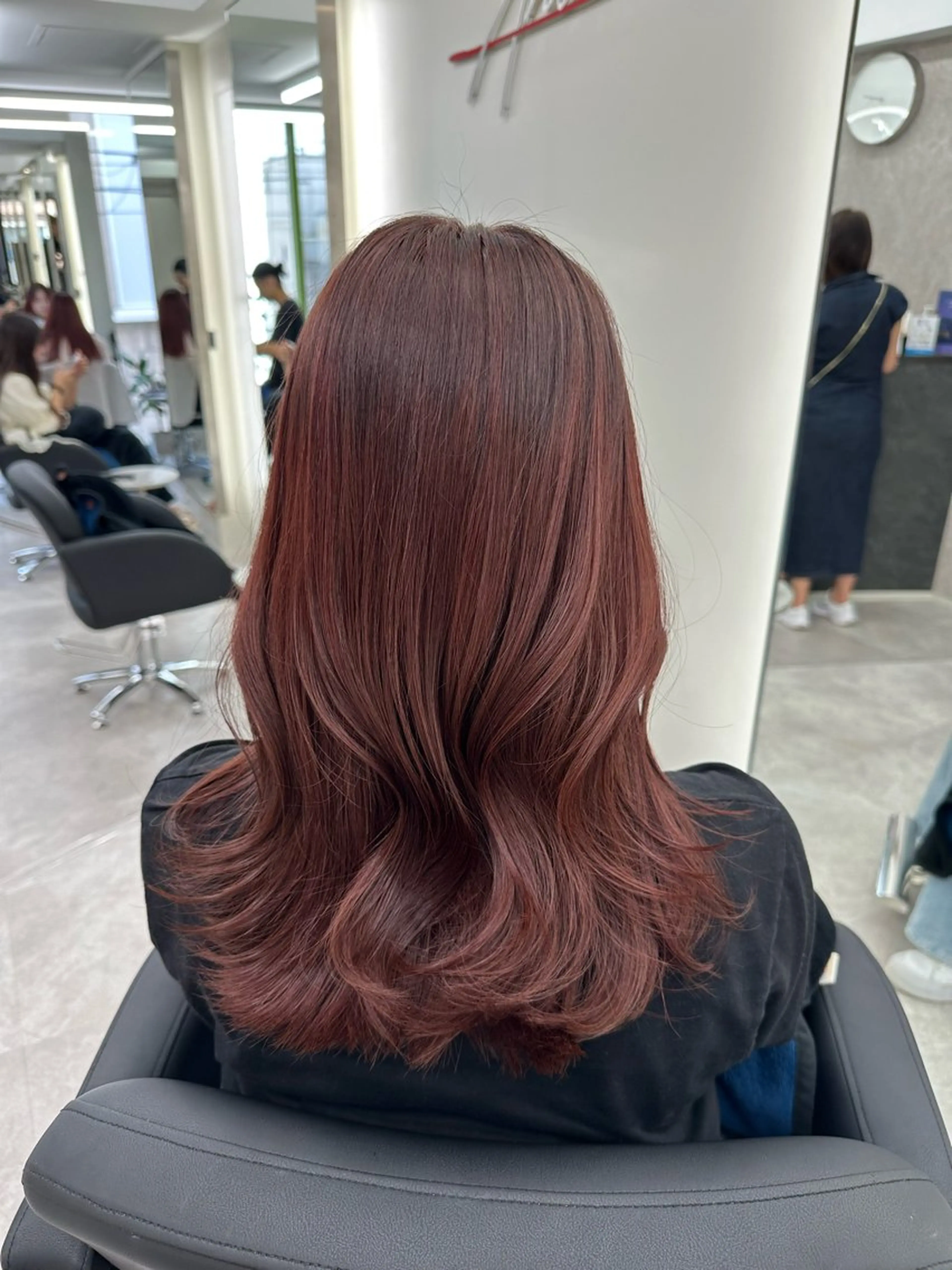 セミロング カラー ブリーチ ブラウンカラー ダブルカラー ブリーチなしカラー ピンクカラー カット ヘアカラー なんば/透明感カラー 韓国ヘア/田之上千尋のヘアスタイル