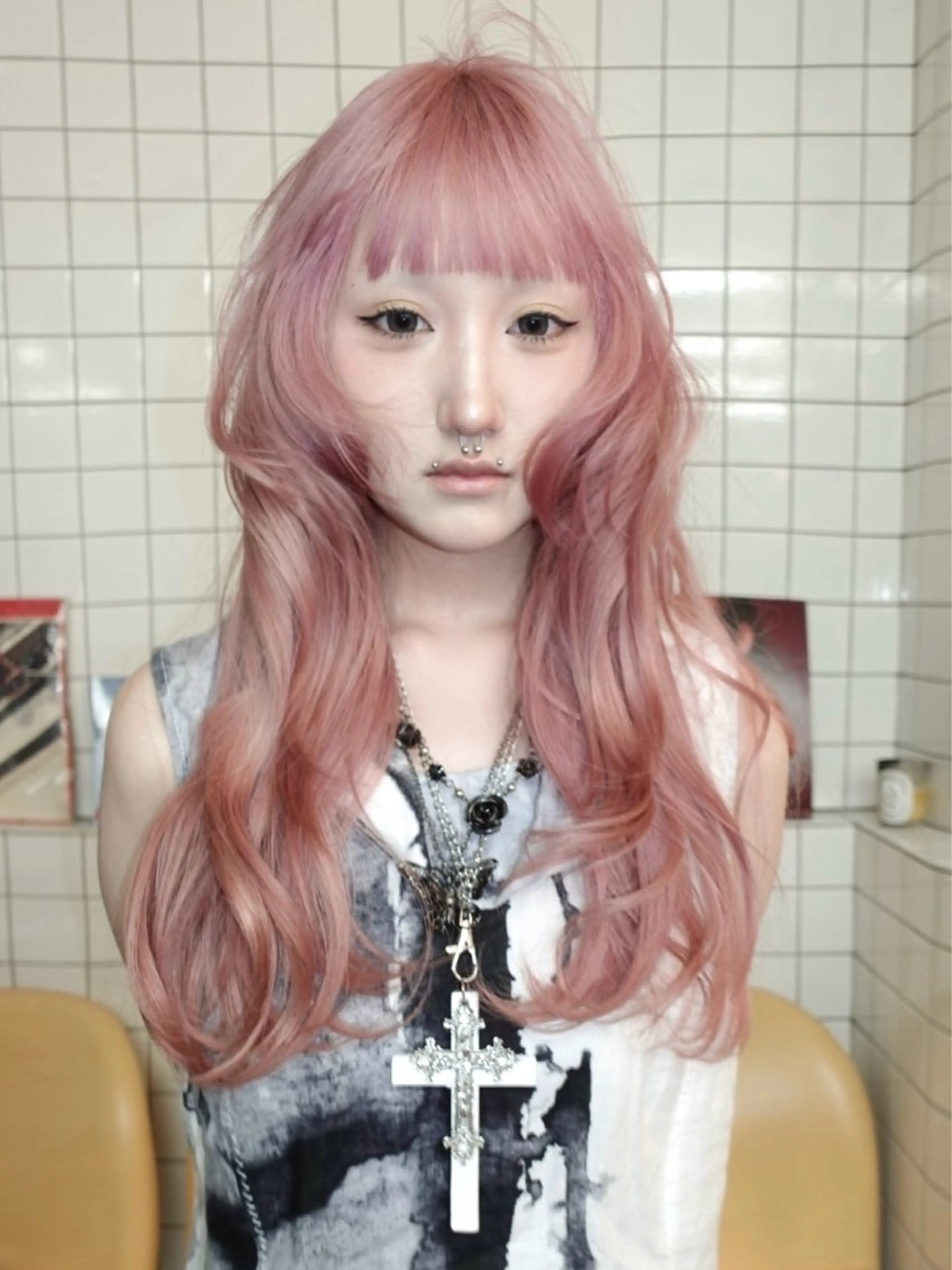 ロング カラー ロングレイヤー 顔まわりレイヤー ハッシュカット ハイレイヤー レイヤーカット カット ヘアカラー トリートメント レイヤーカット ダブルカラーのヘアスタイル