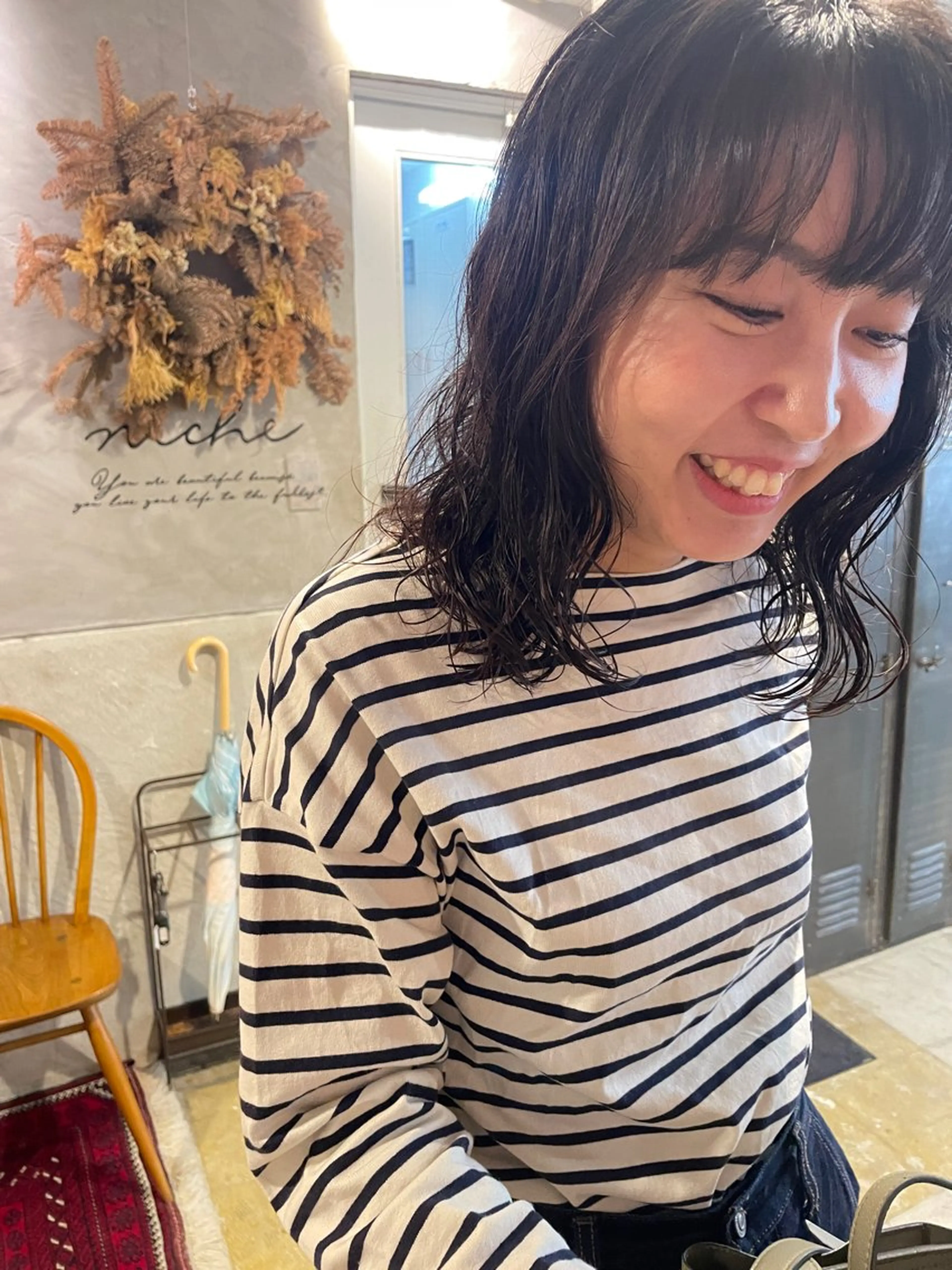 セミロング セミロングパーマ カット パーマ トリートメント さの あやねのヘアスタイル