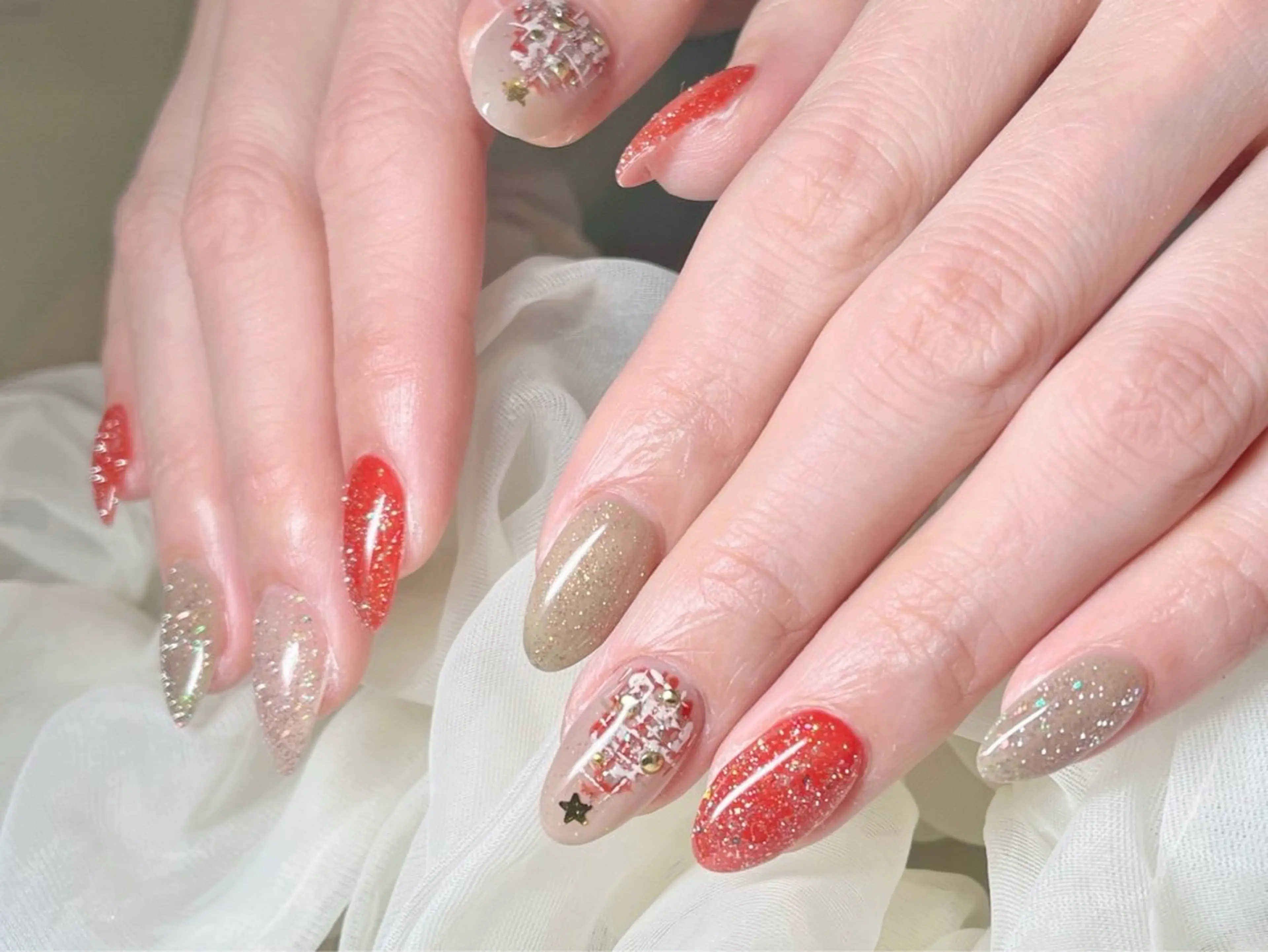 ネイル 長さ出し フレンチネイル ジェルネイル グラデーション ハート ハンドネイル Nail&eye Belire 新宿のネイルデザイン