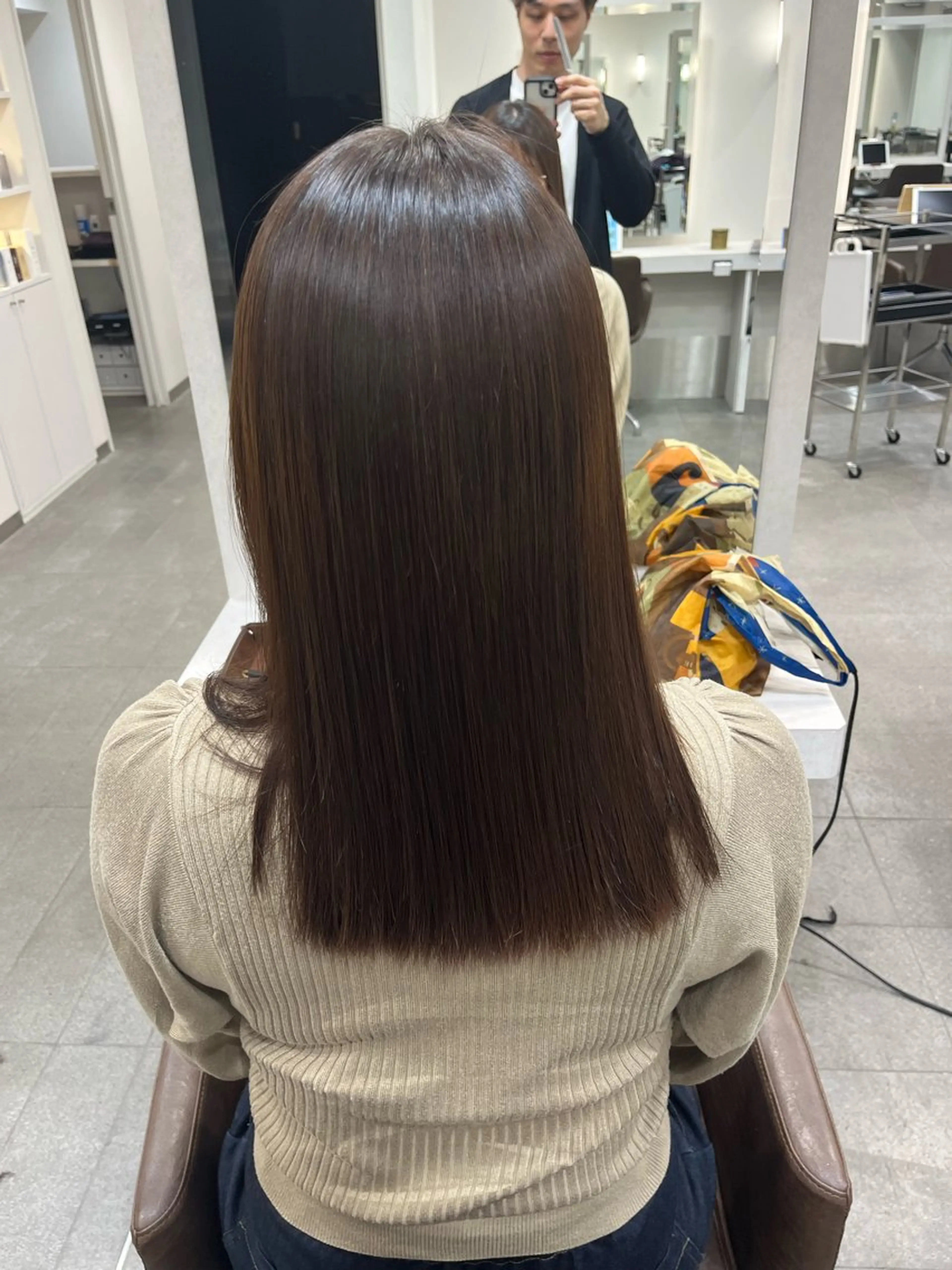 ミディアム パーマ 縮毛矯正 ボブ✖️似合わせ カラーいくたのヘアスタイル