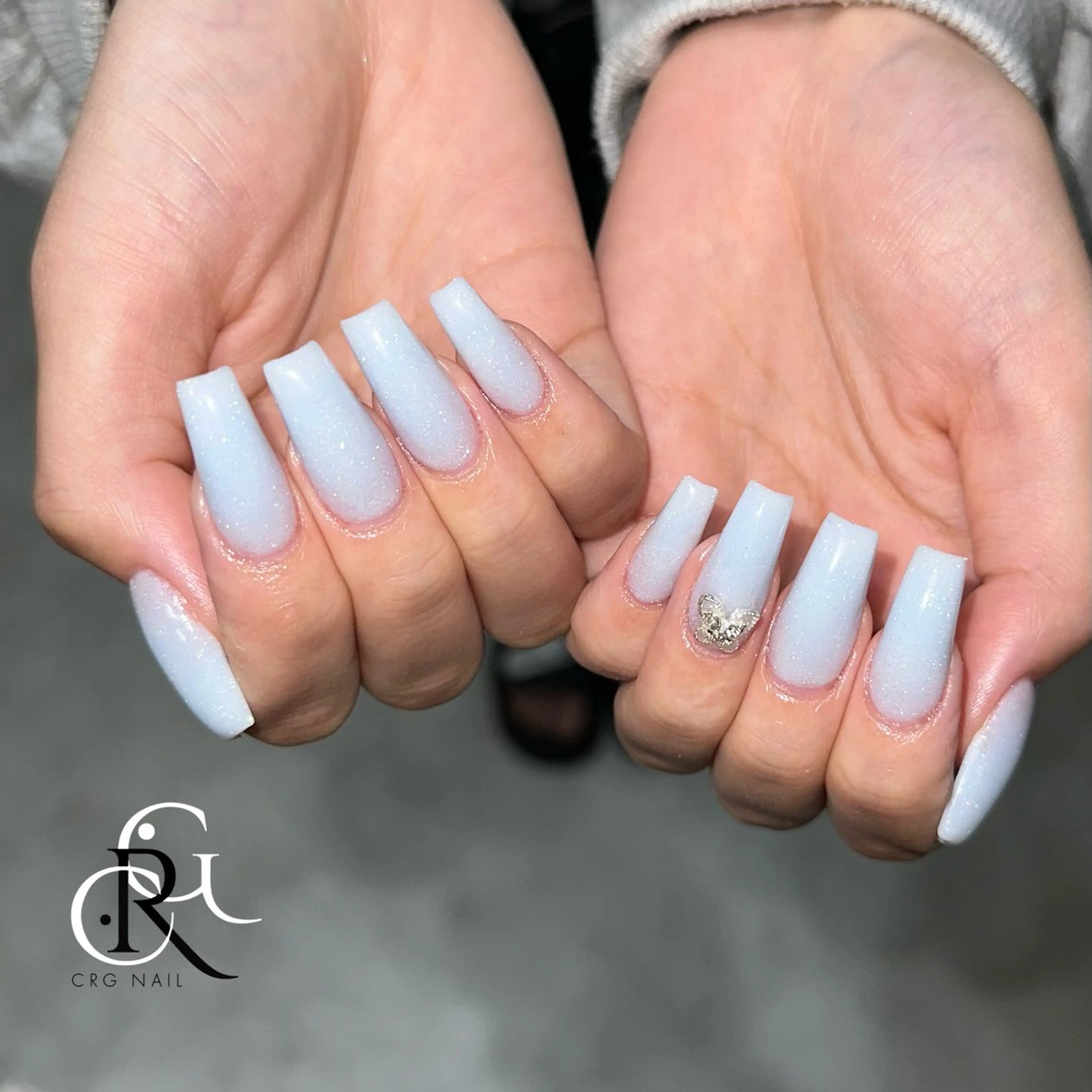 ネイル ブルー ラメ(グリッター) スカルプネイル 春ネイル ハンドネイル CRGNAIL TOKOのネイルデザイン