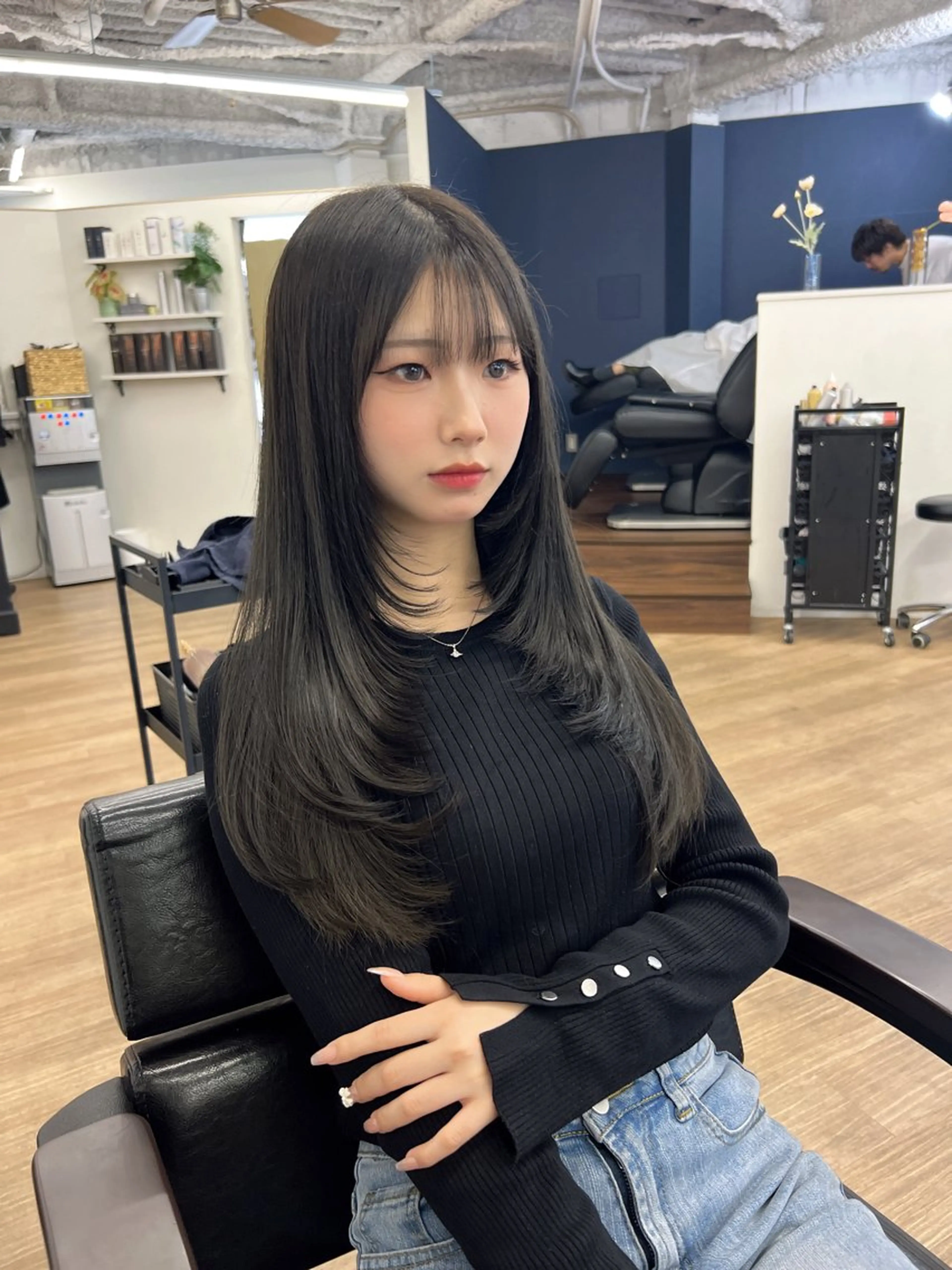 ロング カラー 韓国風ヘア 似合わせカット 小顔カット カット ヘアカラー トリートメント 透明感×髪質改善🧸 韓国ヘア　武田涼のヘアスタイル