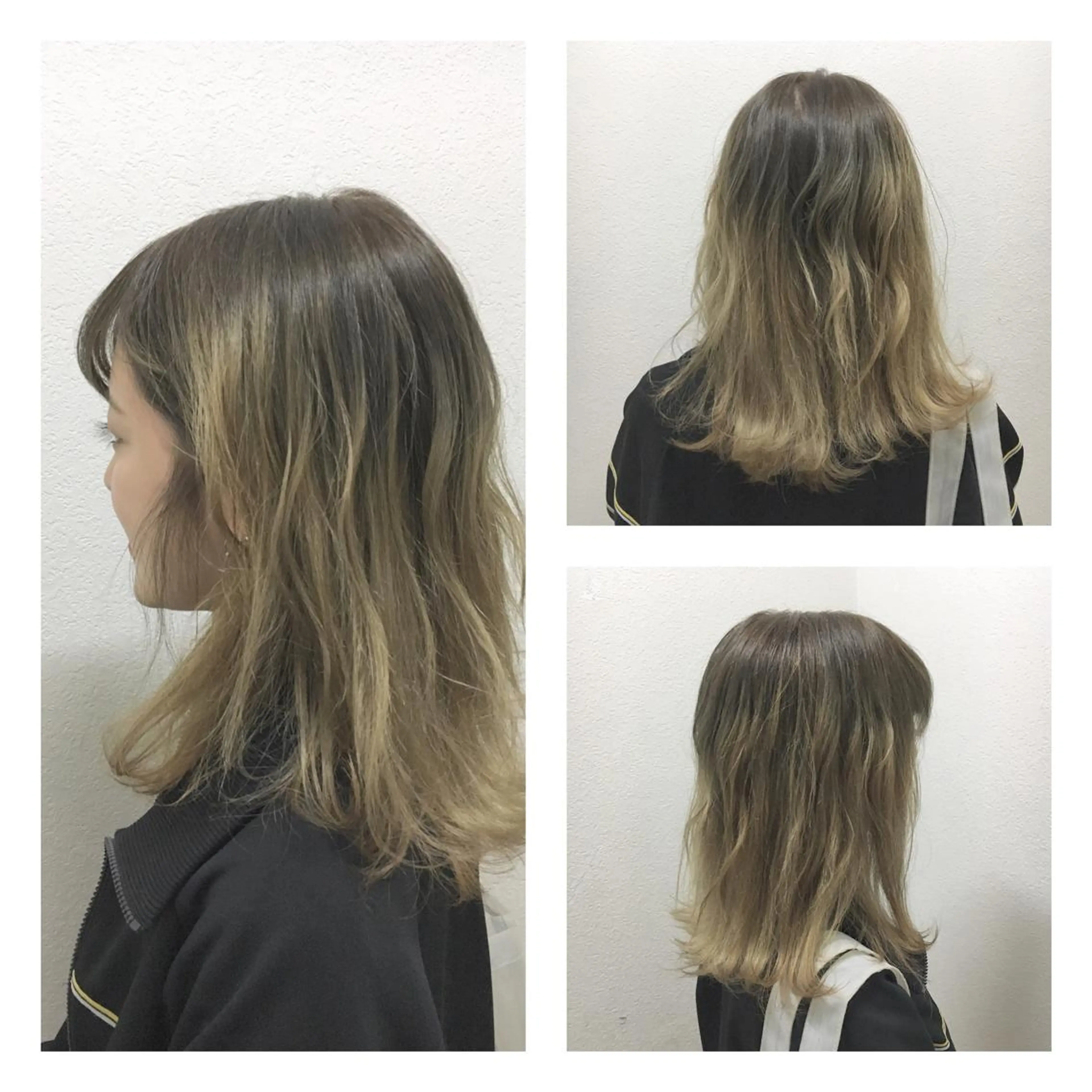 ミディアム カラー ベージュカラー ブリーチ JIL BLAN 京都のヘアスタイル
