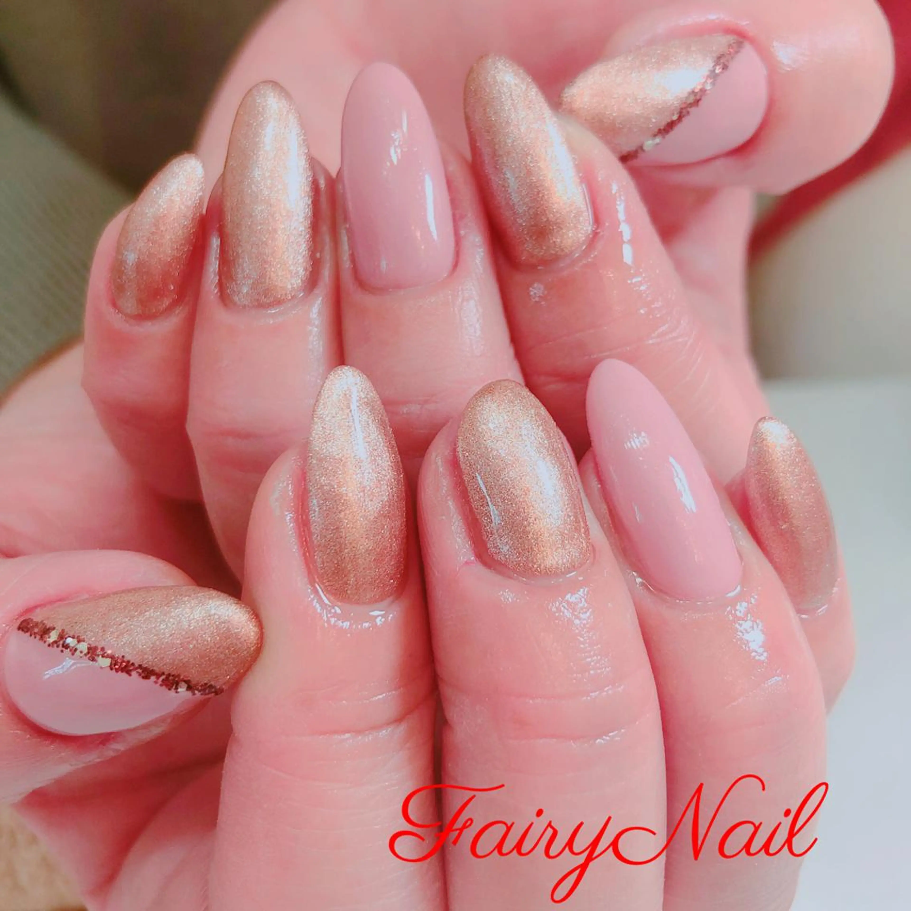 ネイル ゴールド ピンク Fairy Nail所属・Fairy nailのネイルデザイン