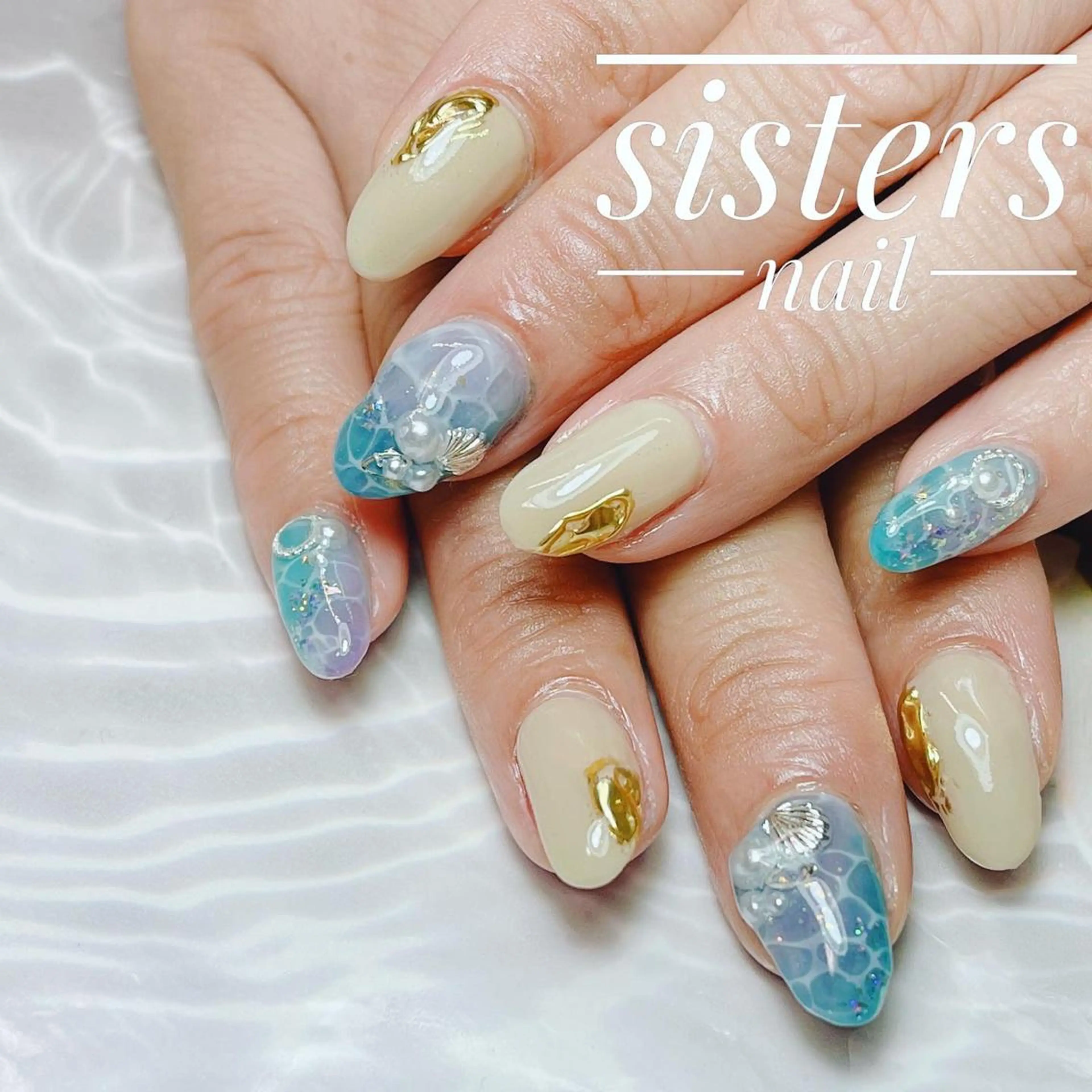 ネイル アートネイル キラキラネイル ニュアンスネイル 夏ネイル sisters nail.fのネイルデザイン