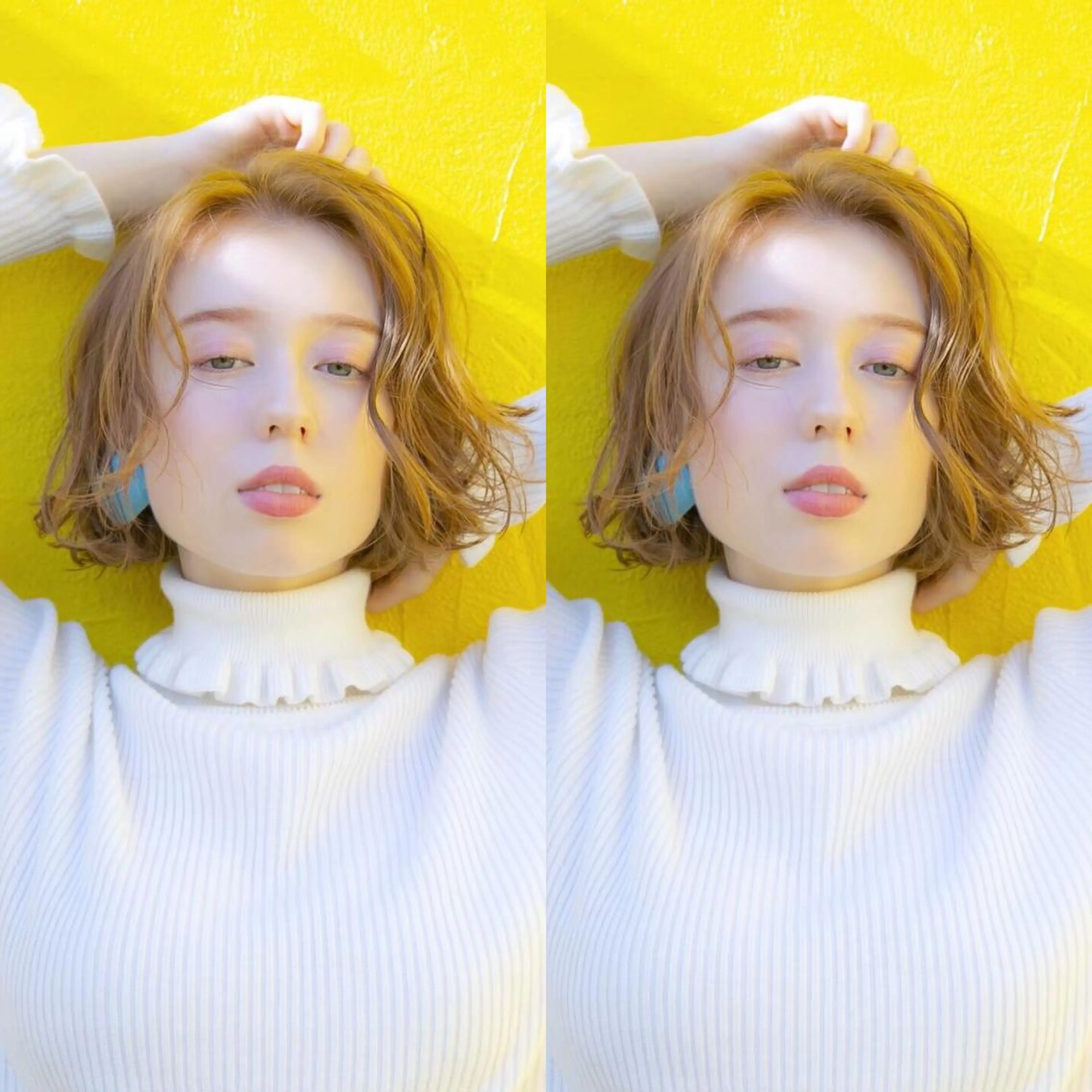 ミディアム salowin 原宿 aroa所属・韓国／ハッシュカット ／透明感カラー／金野のヘアスタイル