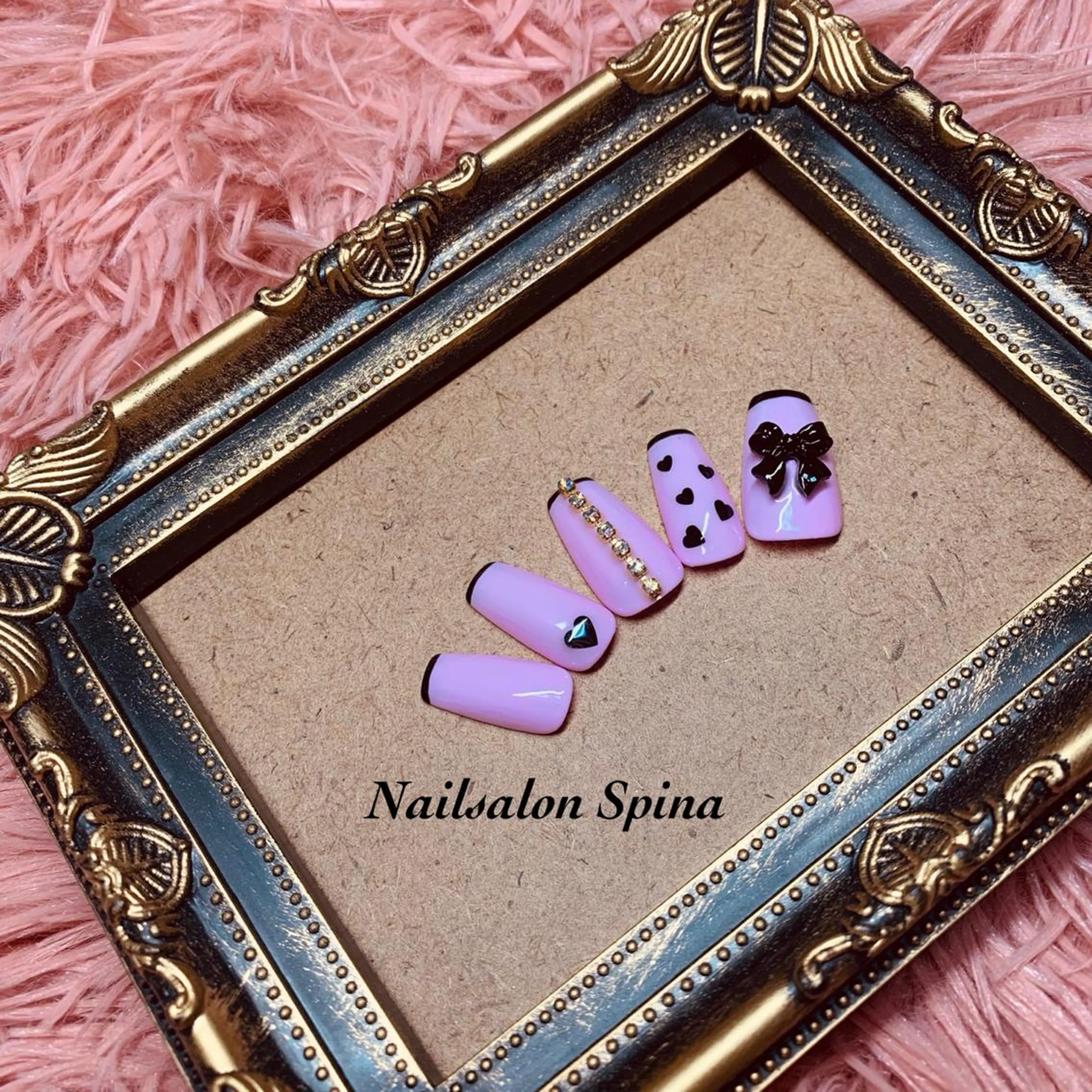 ネイル アートネイル ジェルネイル ハート 韓国ネイル ピンク Nailsalon Spina 琴美のネイルデザイン