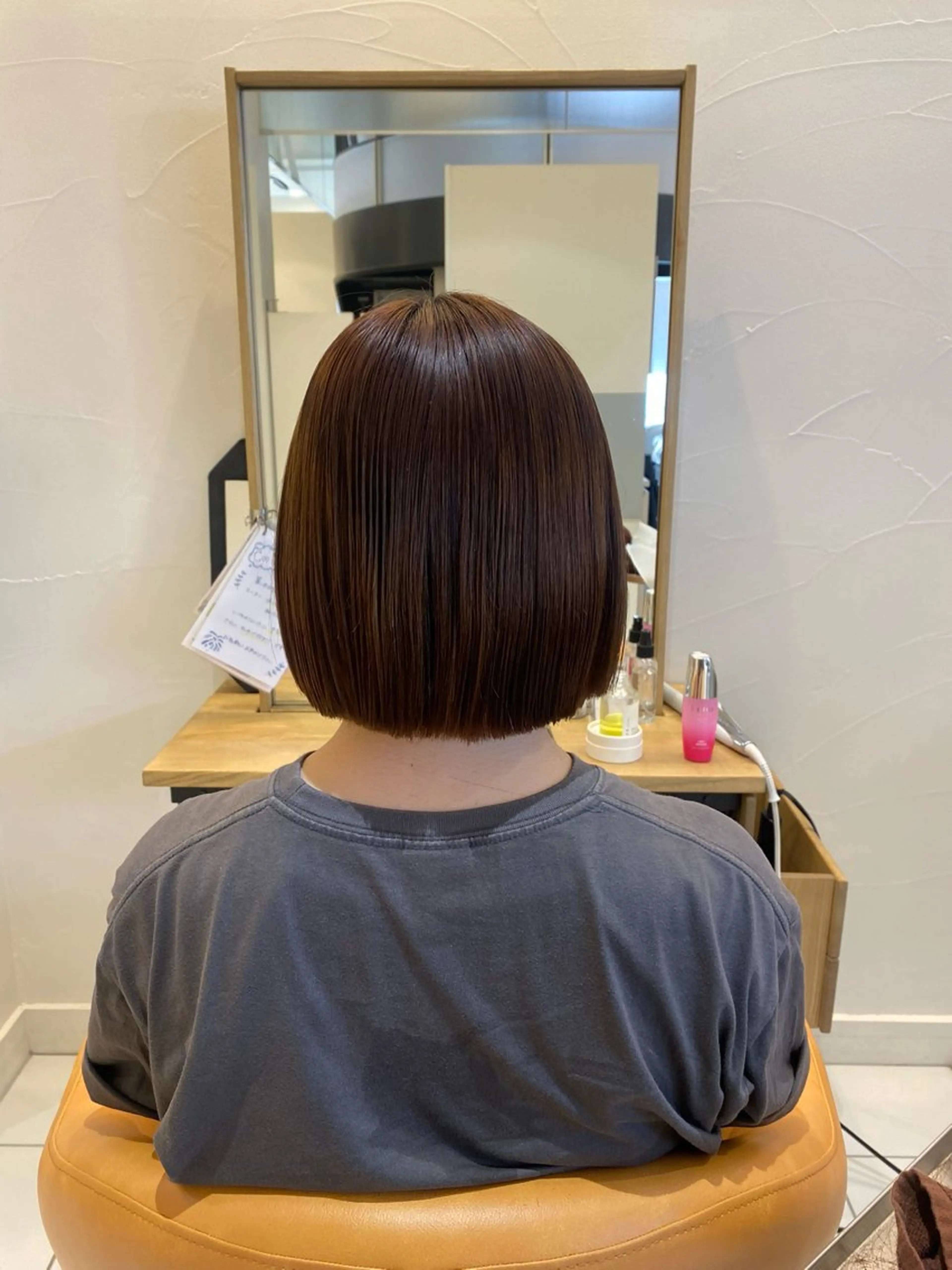 ショート 切りっぱなしボブ ボブ 🌟艶カラー/パーマ まりん🌟のヘアスタイル