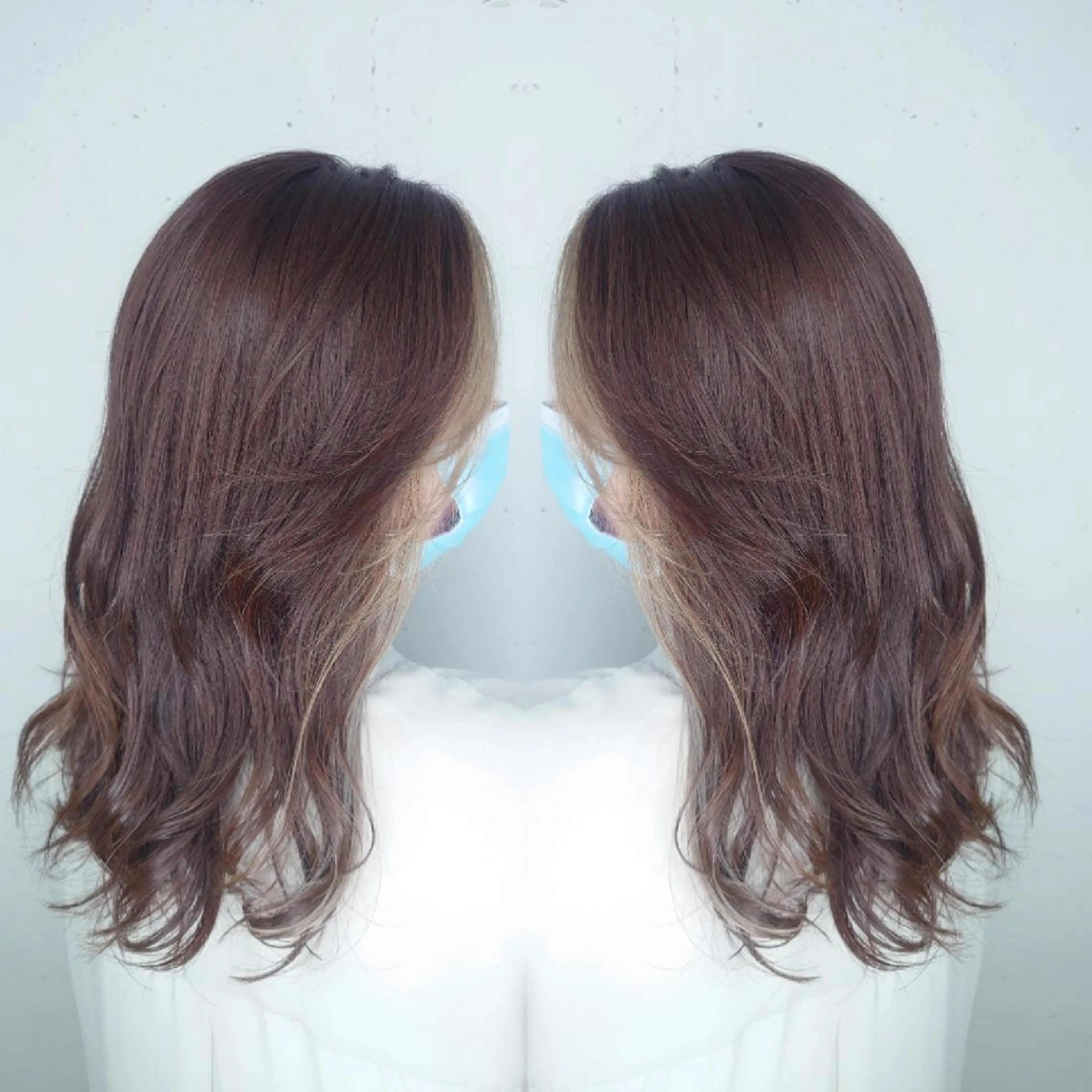 カラー セミロング ミストバング  フェイスフレーミング E Komo hair所属・Wow❕E Komo hair 永井一輝のヘアスタイル