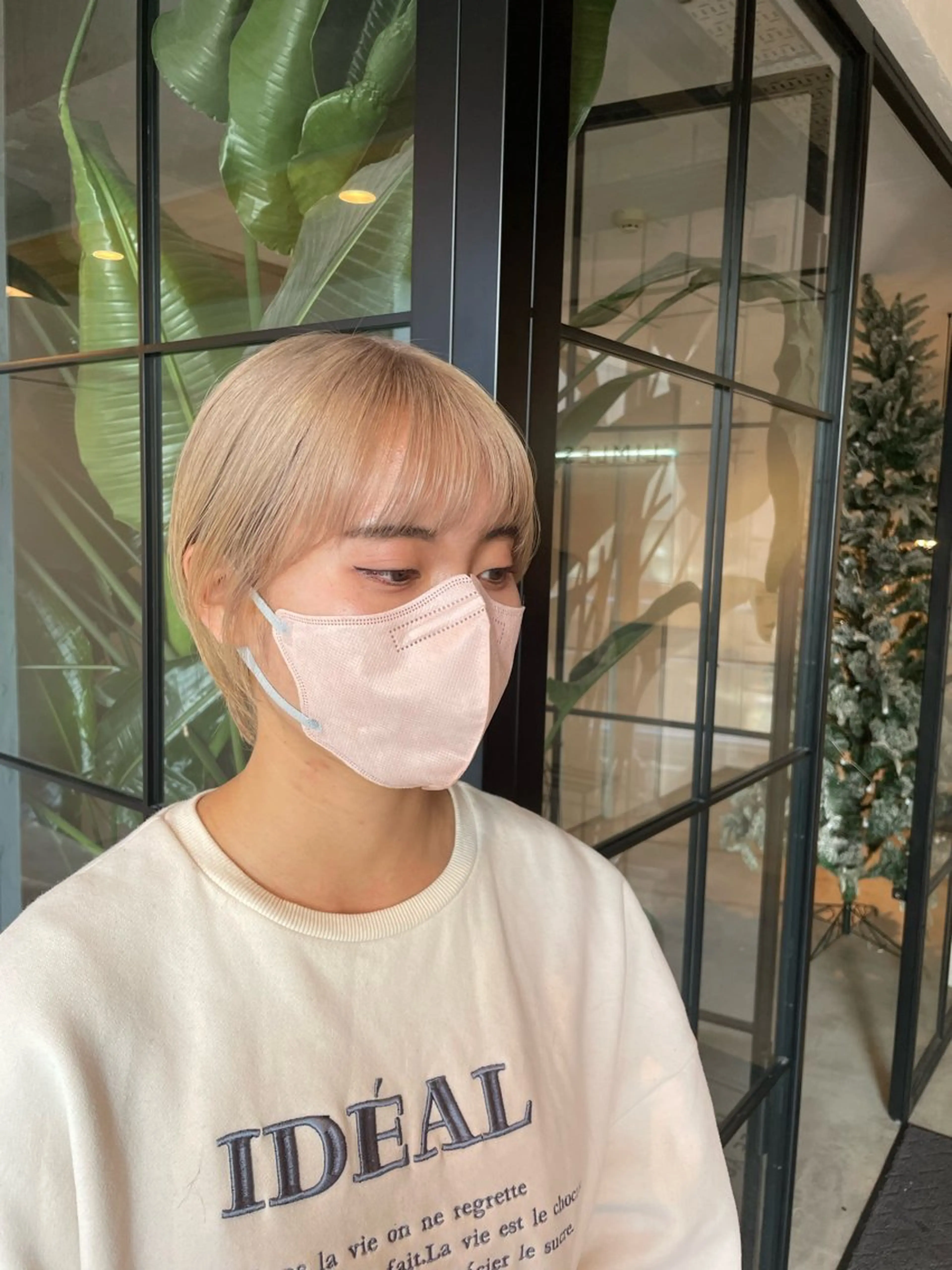 ショート ヘアカラー トリートメント ベージュカラー/新潟 オリーブ/落合優吾のヘアスタイル