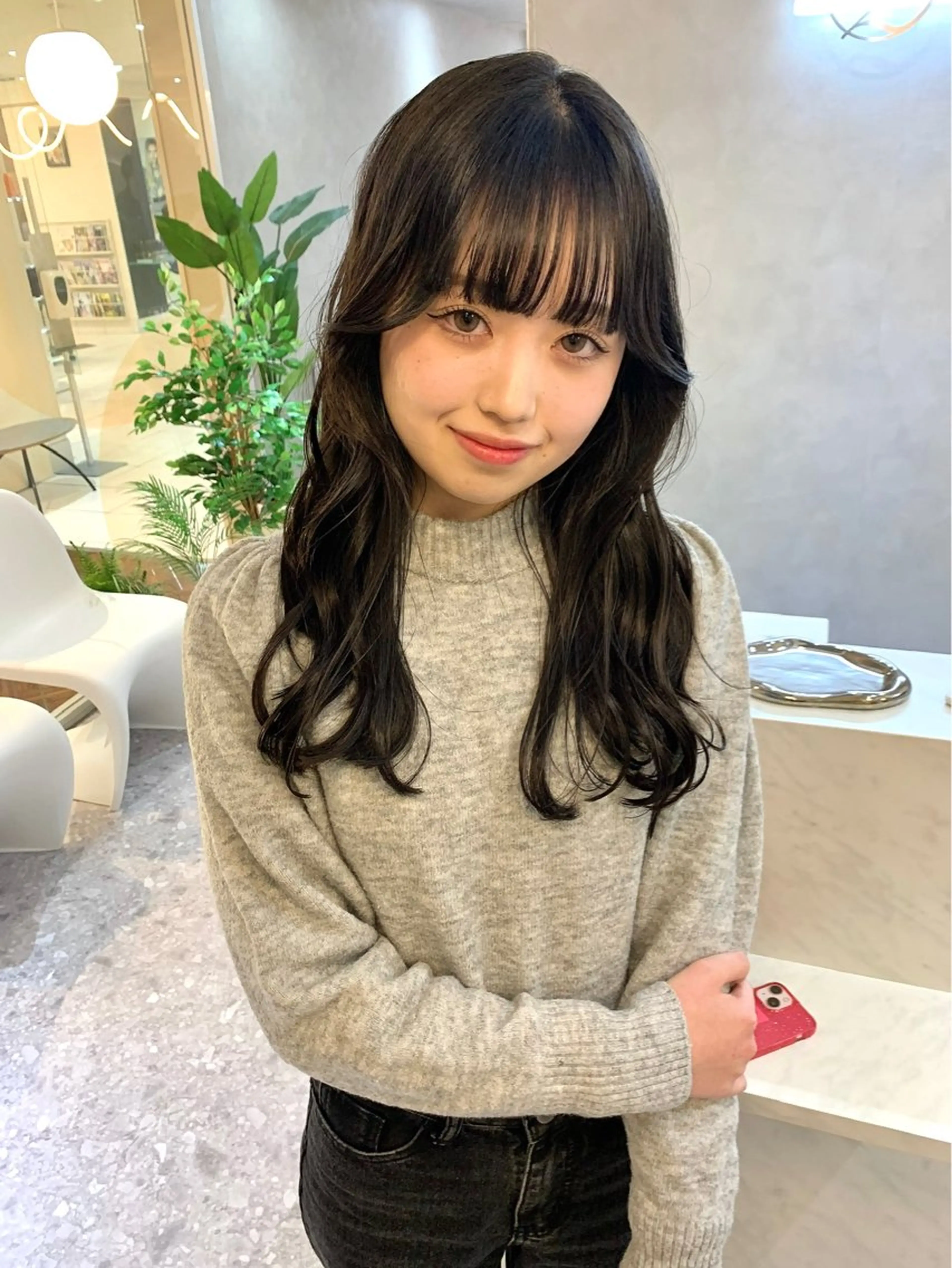 ロング カラー 黒髪 ブルーカラー ブルーブラック ケアカラー ボブ 韓国ヘア🇰🇷/ 顔周り/松田光里のヘアスタイル