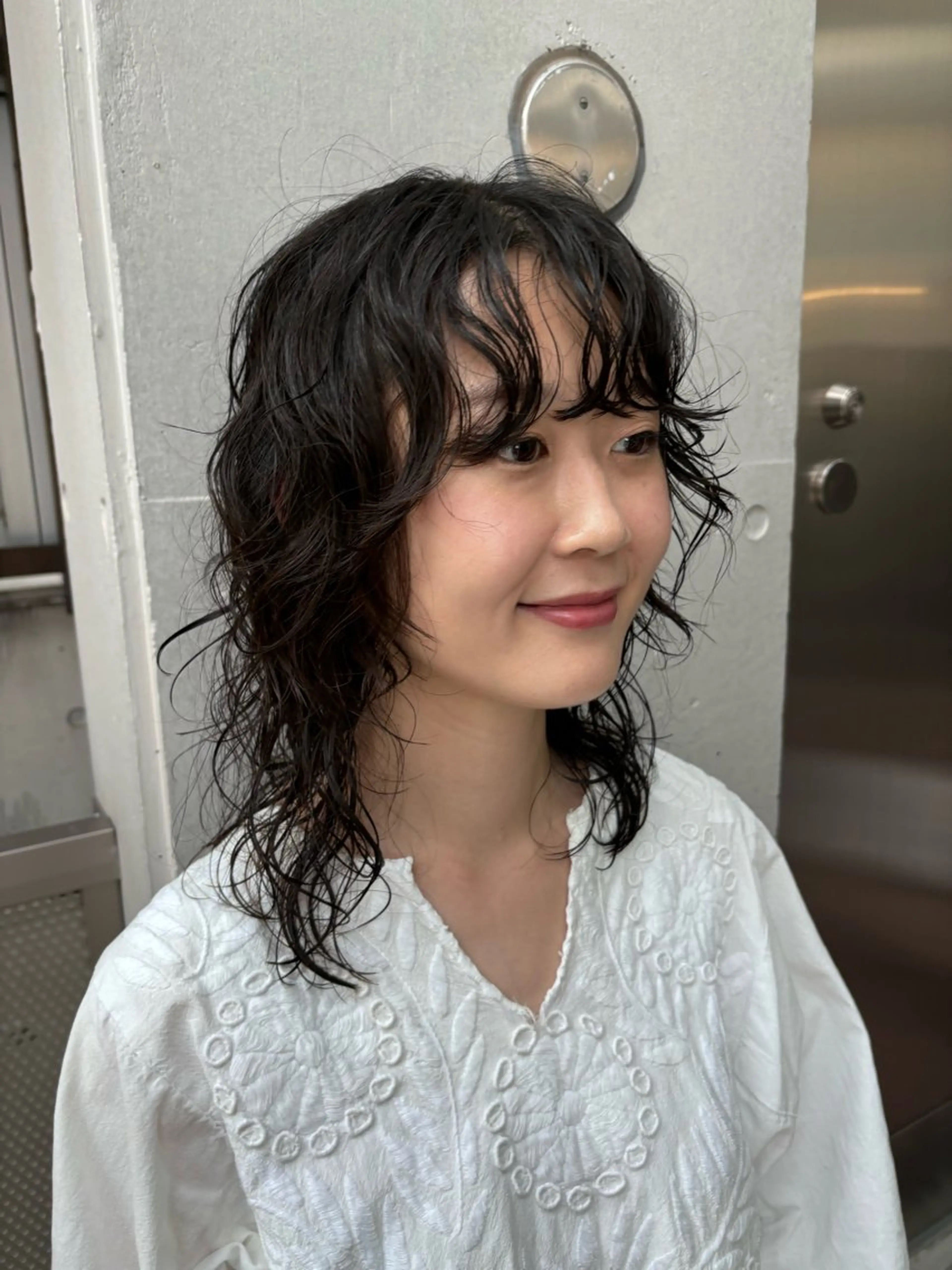 ミディアム パーマ カット パーマ しみず さくら🌸のヘアスタイル