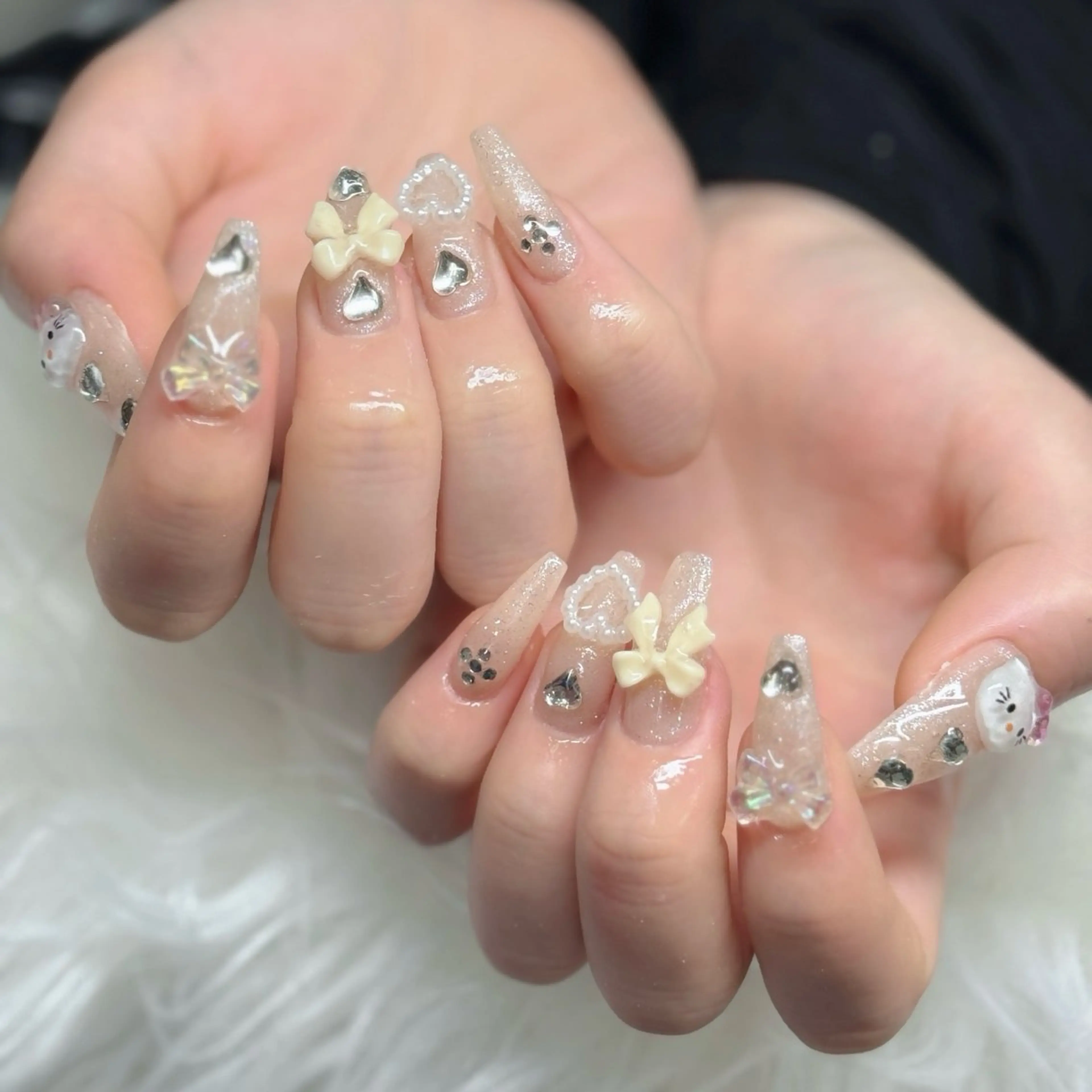 ネイル ロングネイル マグネットネイル リボン 夏ネイル スーパーロングネイル フットネイル Hani nailsalonのネイルデザイン