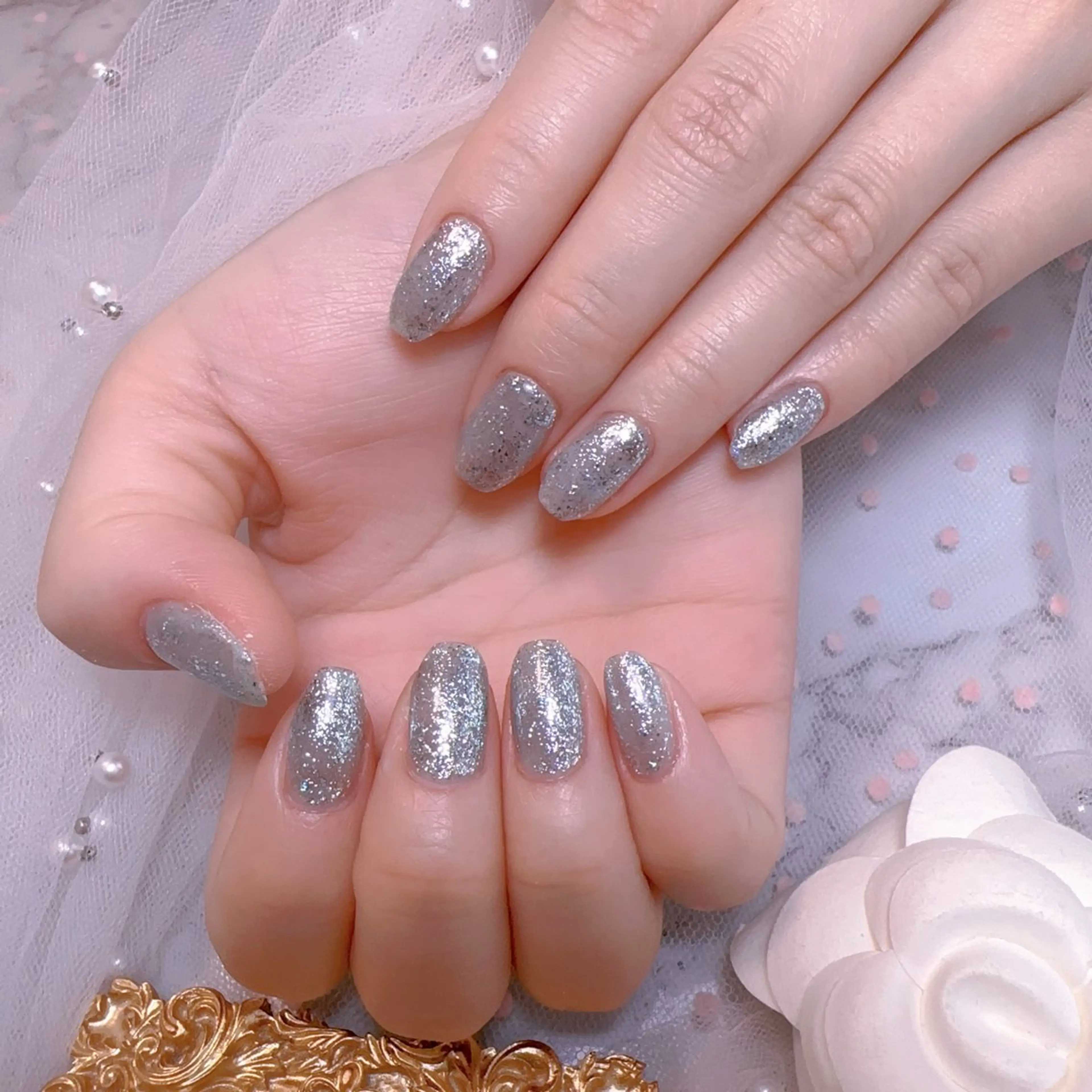 ネイル オーロラネイル フットネイル 韓国ネイル ラメ(グリッター) ラメグラデーション ハンドネイル Belle nail salon 新小岩のネイルデザイン