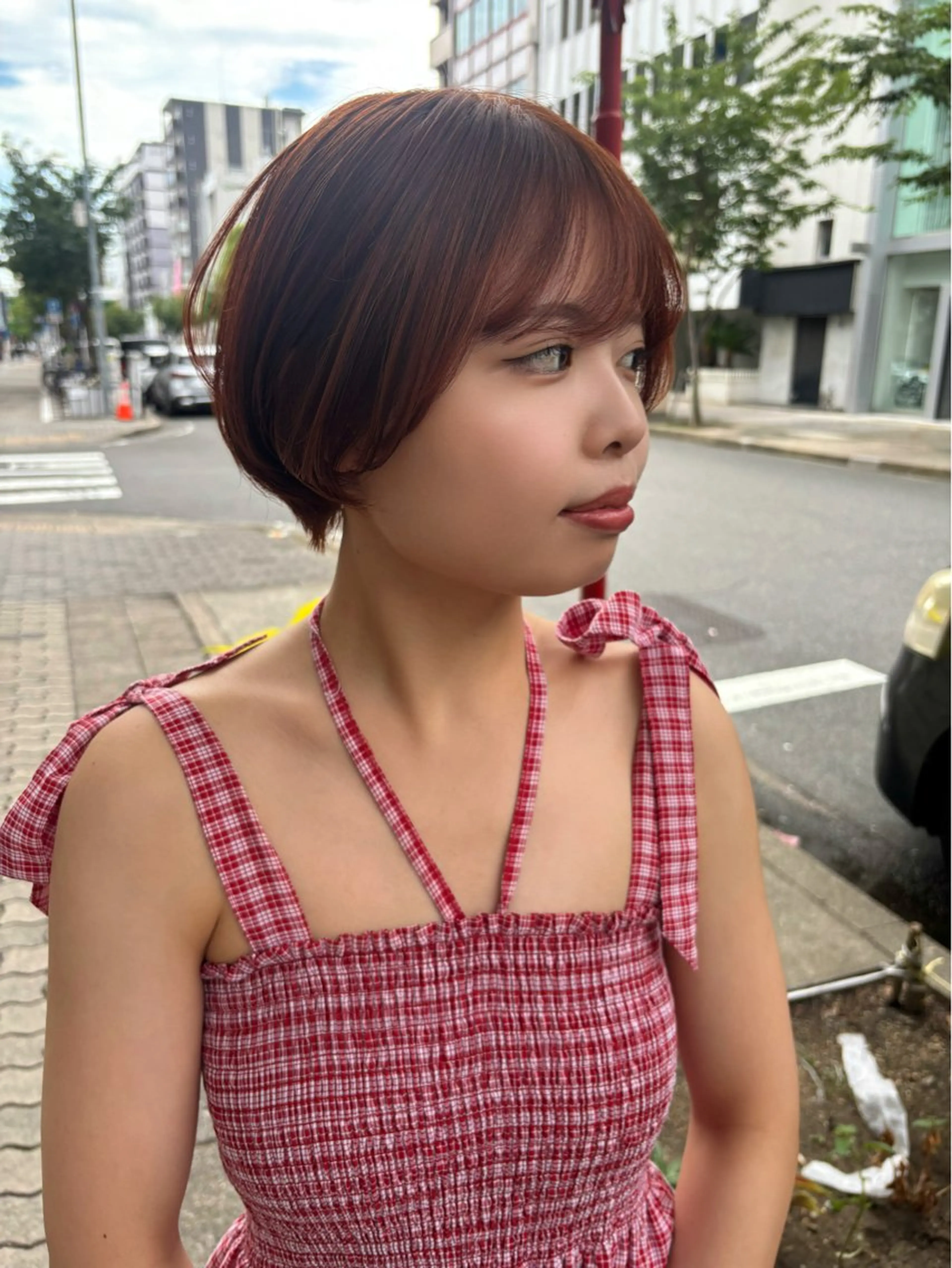 ショート オレンジブラウン カット ヘアカラー sea's所属・平果帆/レイヤー /矢場町/ブリーチのヘアスタイル
