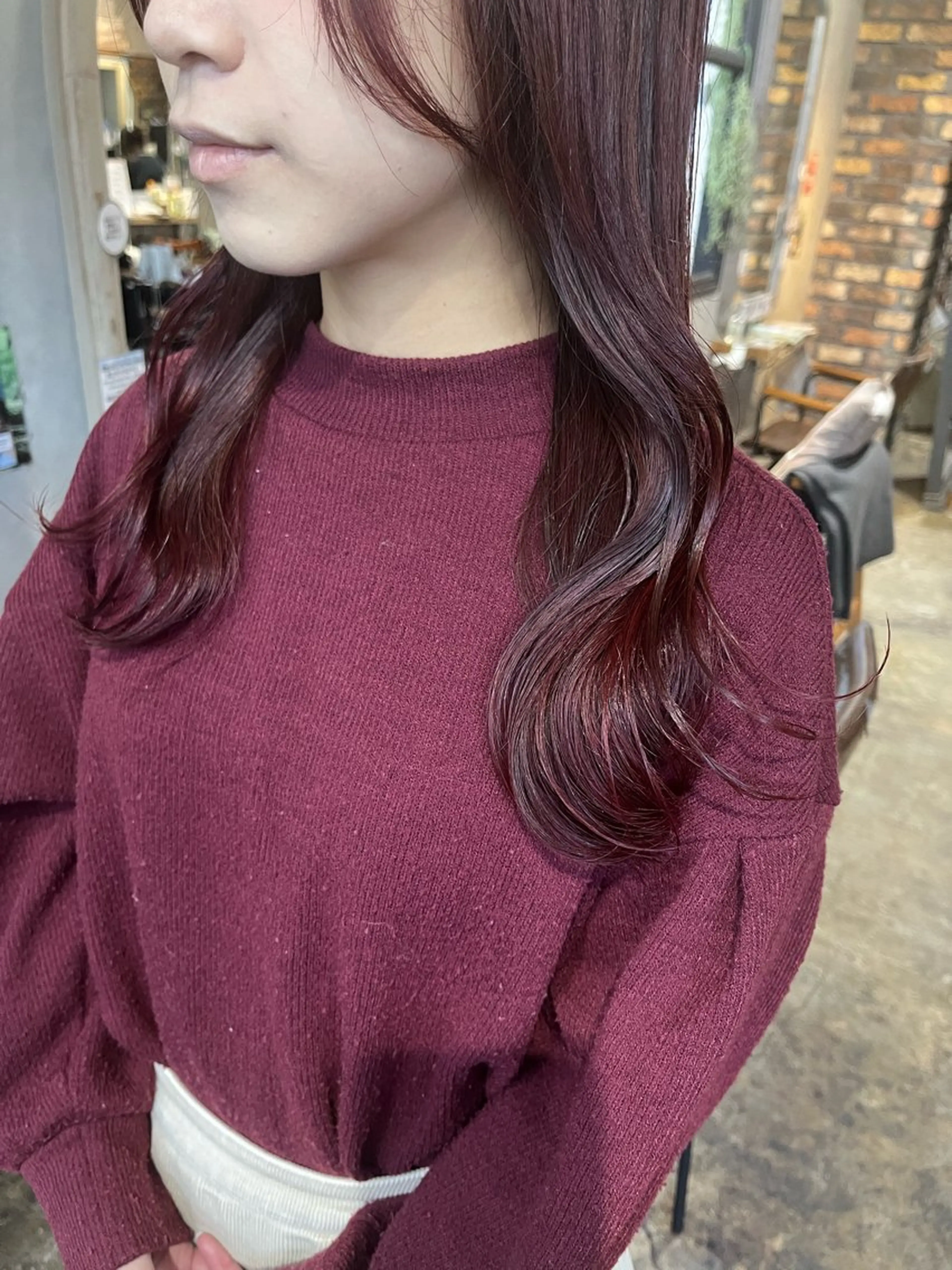 ミディアム カット ヘアカラー トリートメント 顔まわりカット/ 艶感カラー/sikiのヘアスタイル