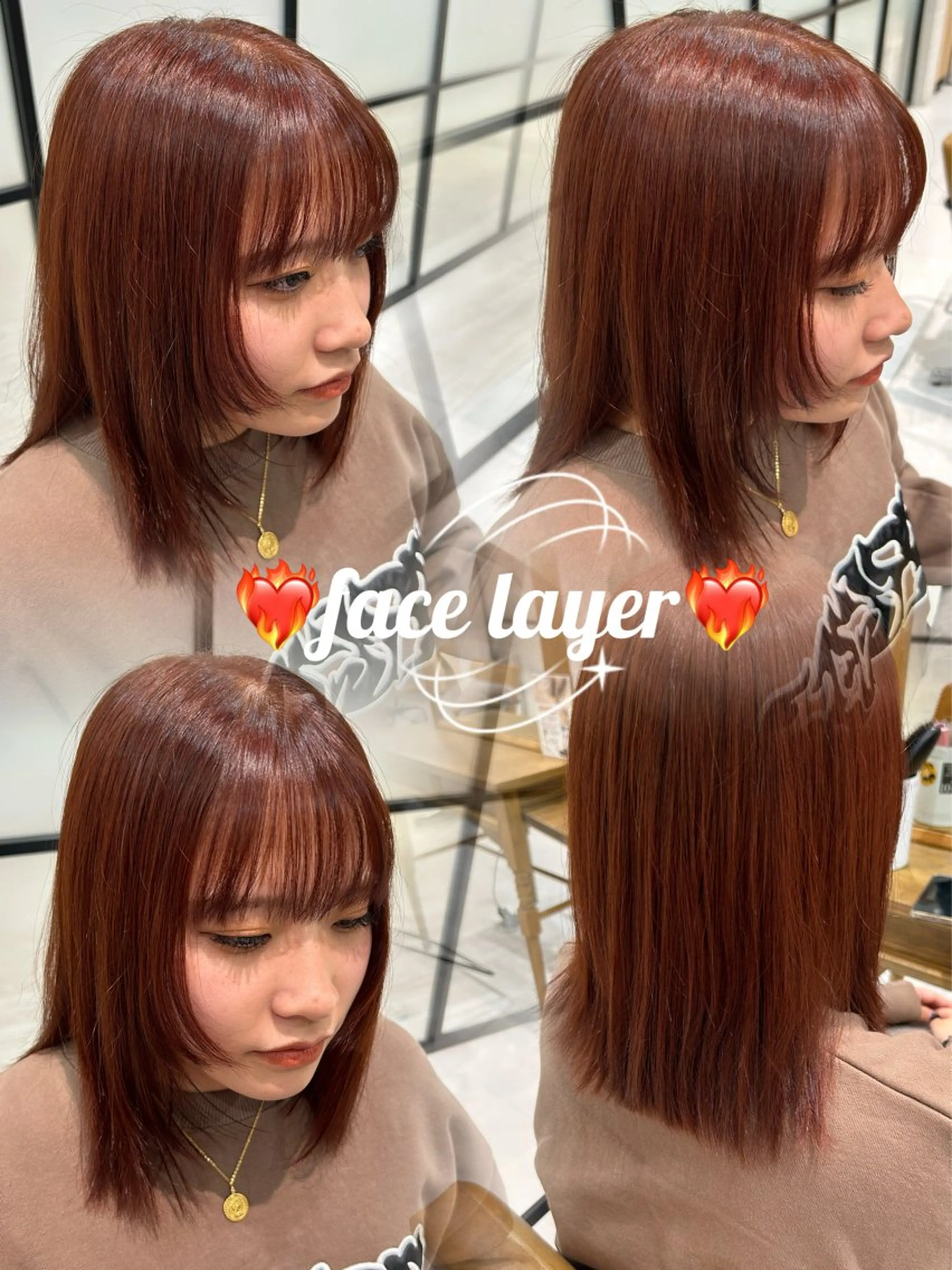 ミディアム 顔まわりレイヤー 顔周りカット レイヤーカット レイヤー/流行りヘア 🤲MIREI🤲のヘアスタイル