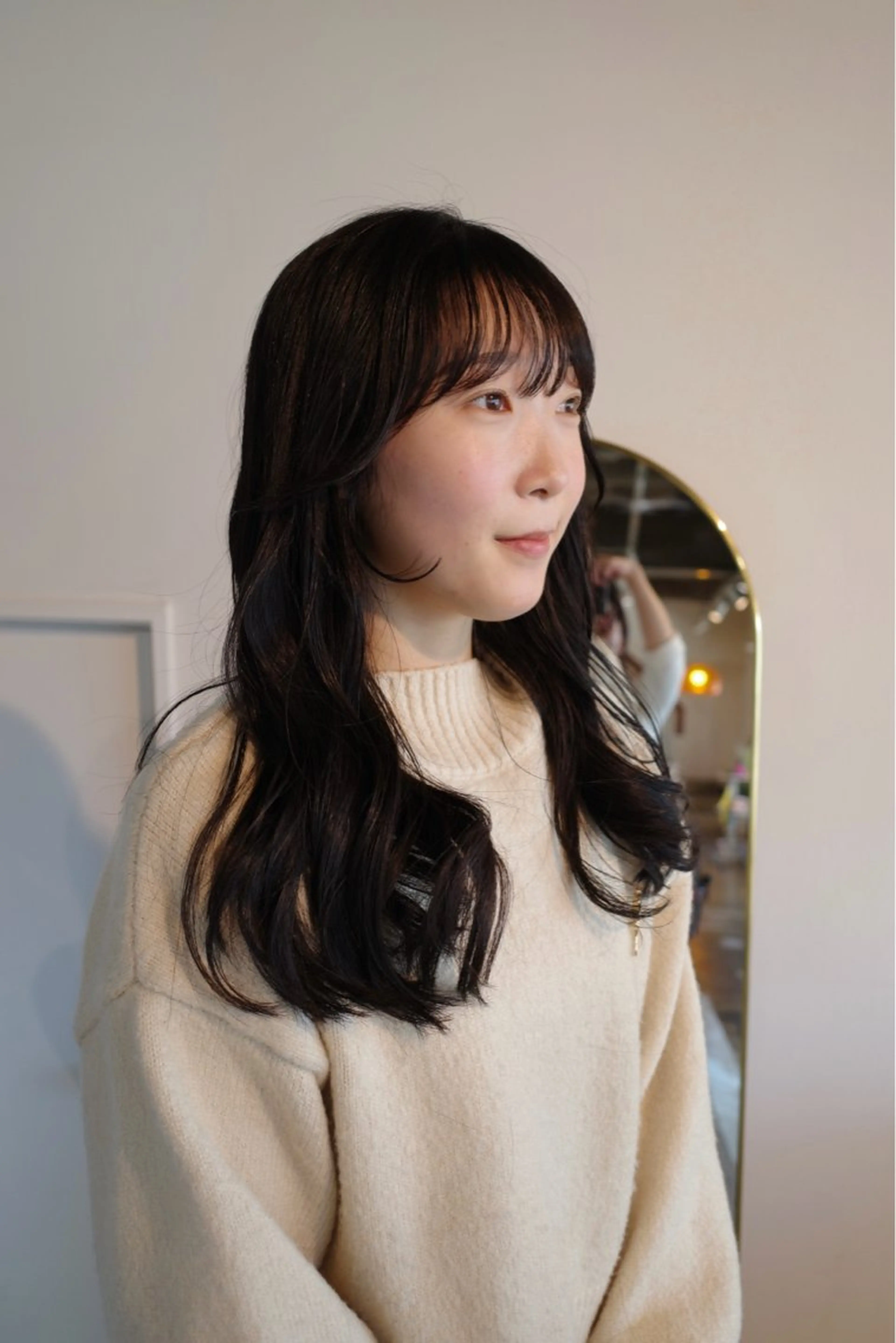 ロング カラー パープルカラー 韓国風ヘア 永縄 結花のヘアスタイル