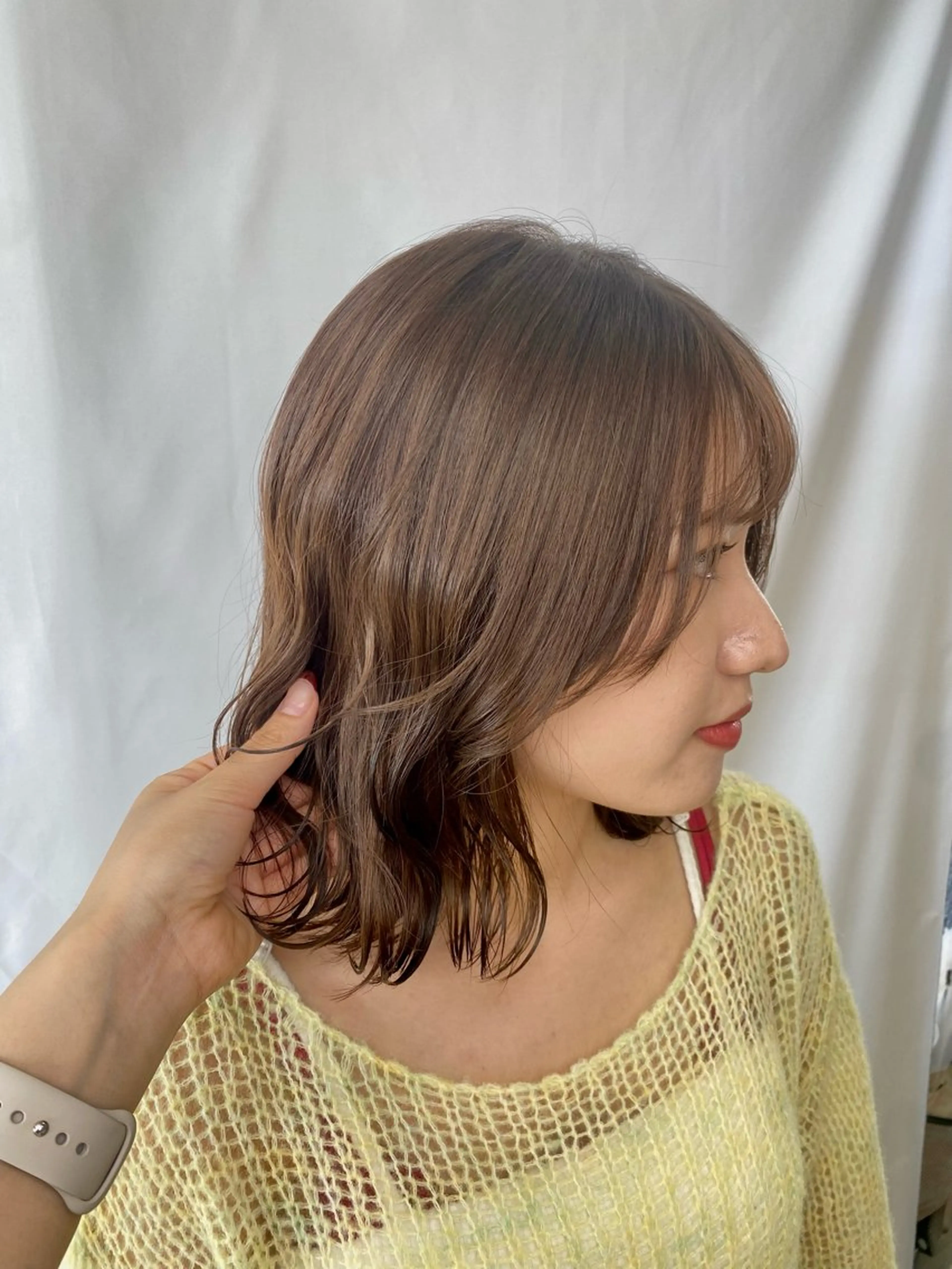 ミディアム カラー ベージュカラー 透明感カラー オリーブベージュ カット ヘアカラー 鹿児島 聖来のヘアスタイル