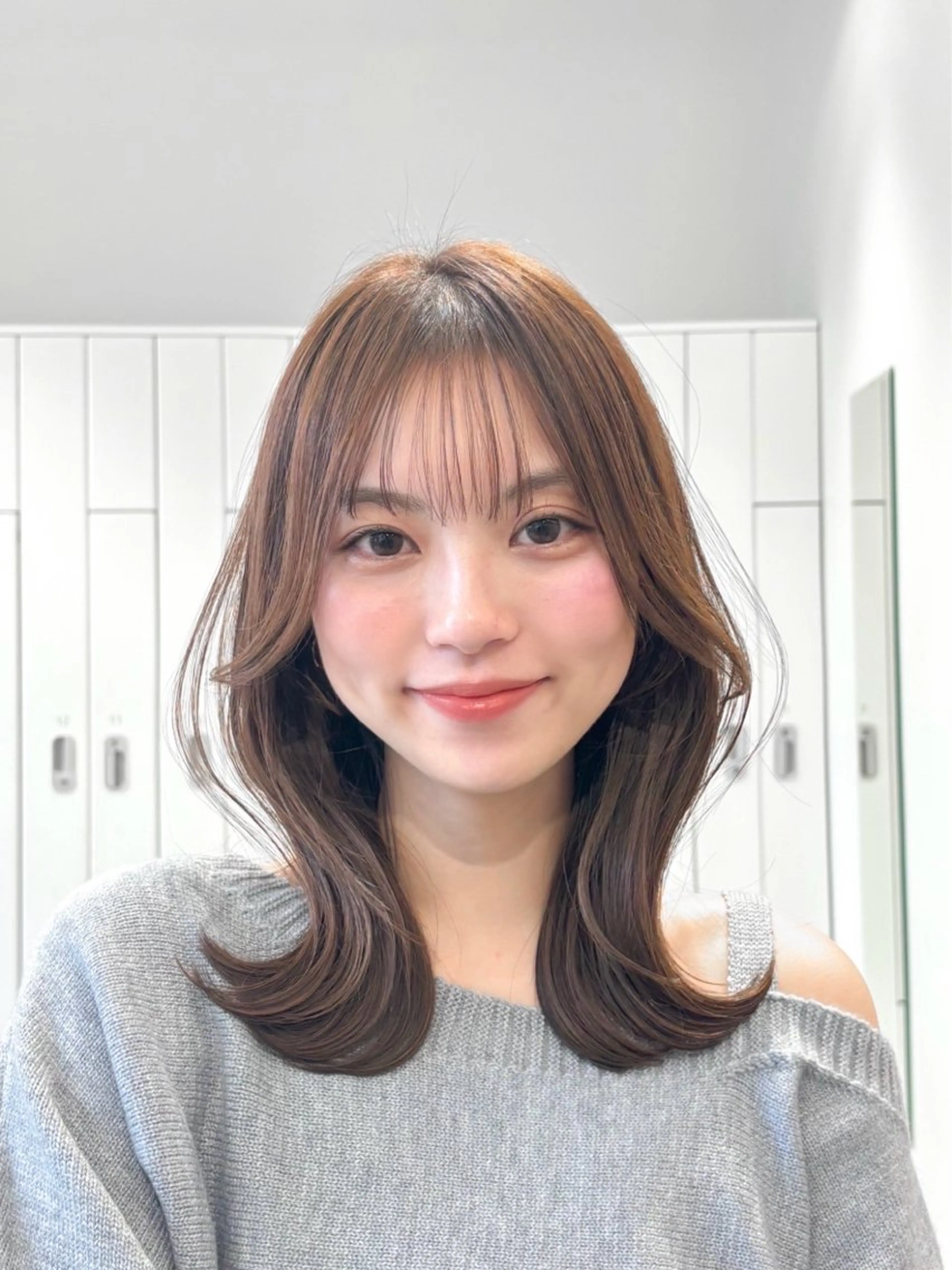 ミディアム カット ヘアカラー ren ボブロブ/ミディアムのヘアスタイル