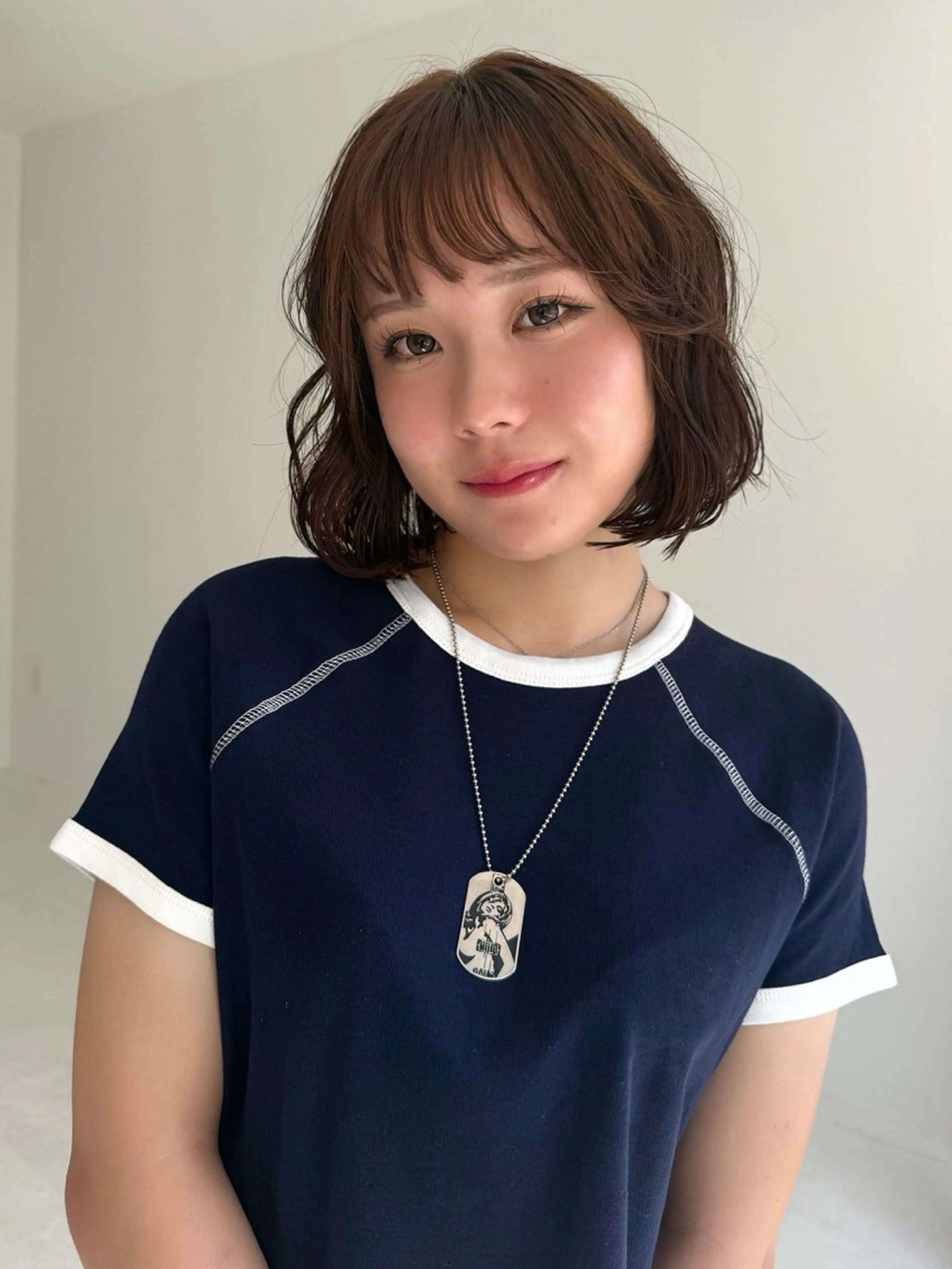 ミディアム ミディアムパーマ レイヤーカット 宮嶋 蓮のヘアスタイル