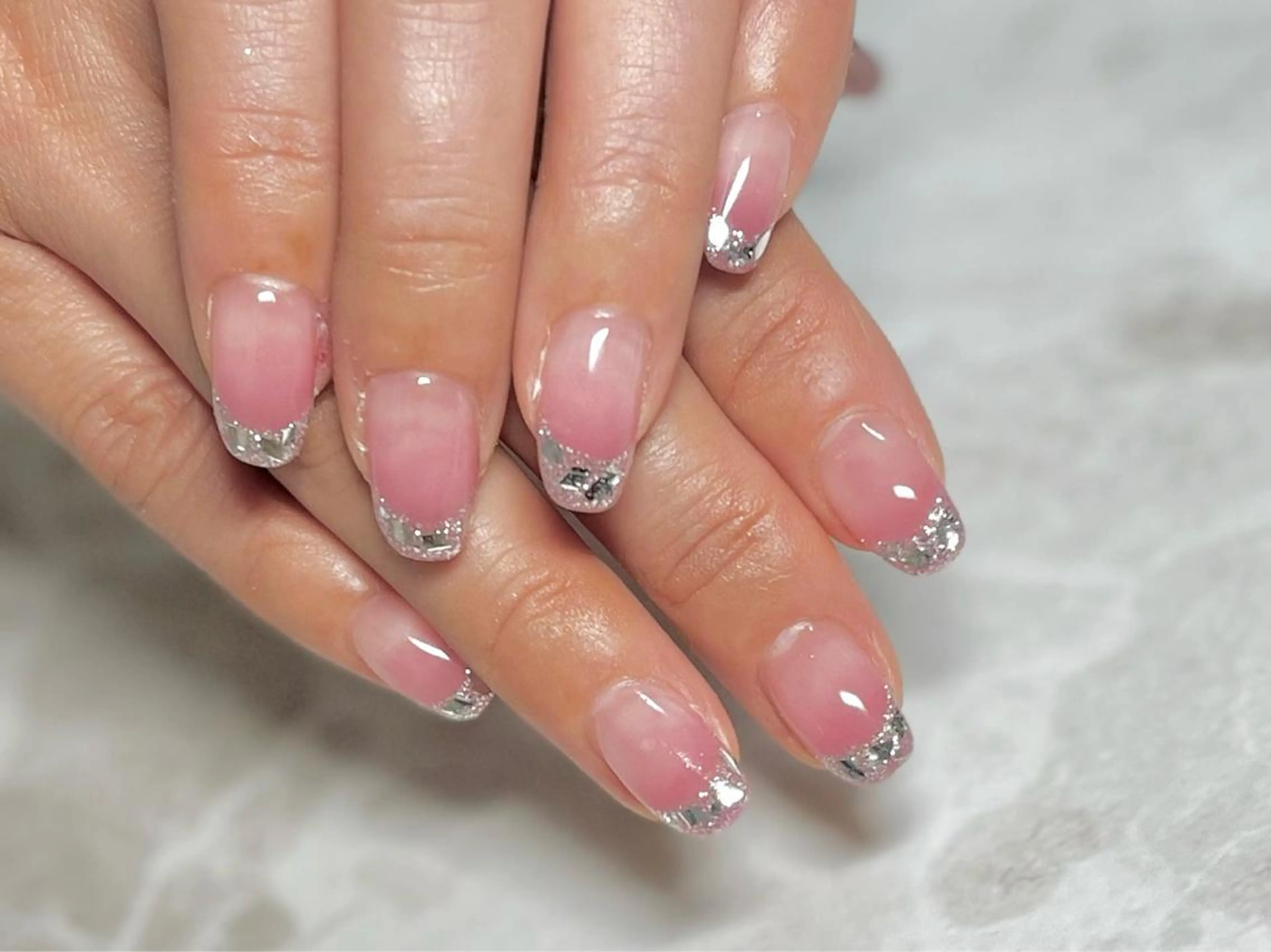 ネイル フットネイル フレンチネイル ガラスフレンチ ニュアンスネイル シンプルネイル ネイル フフラ所属・nail fufla ♡yamane♡のネイルデザイン
