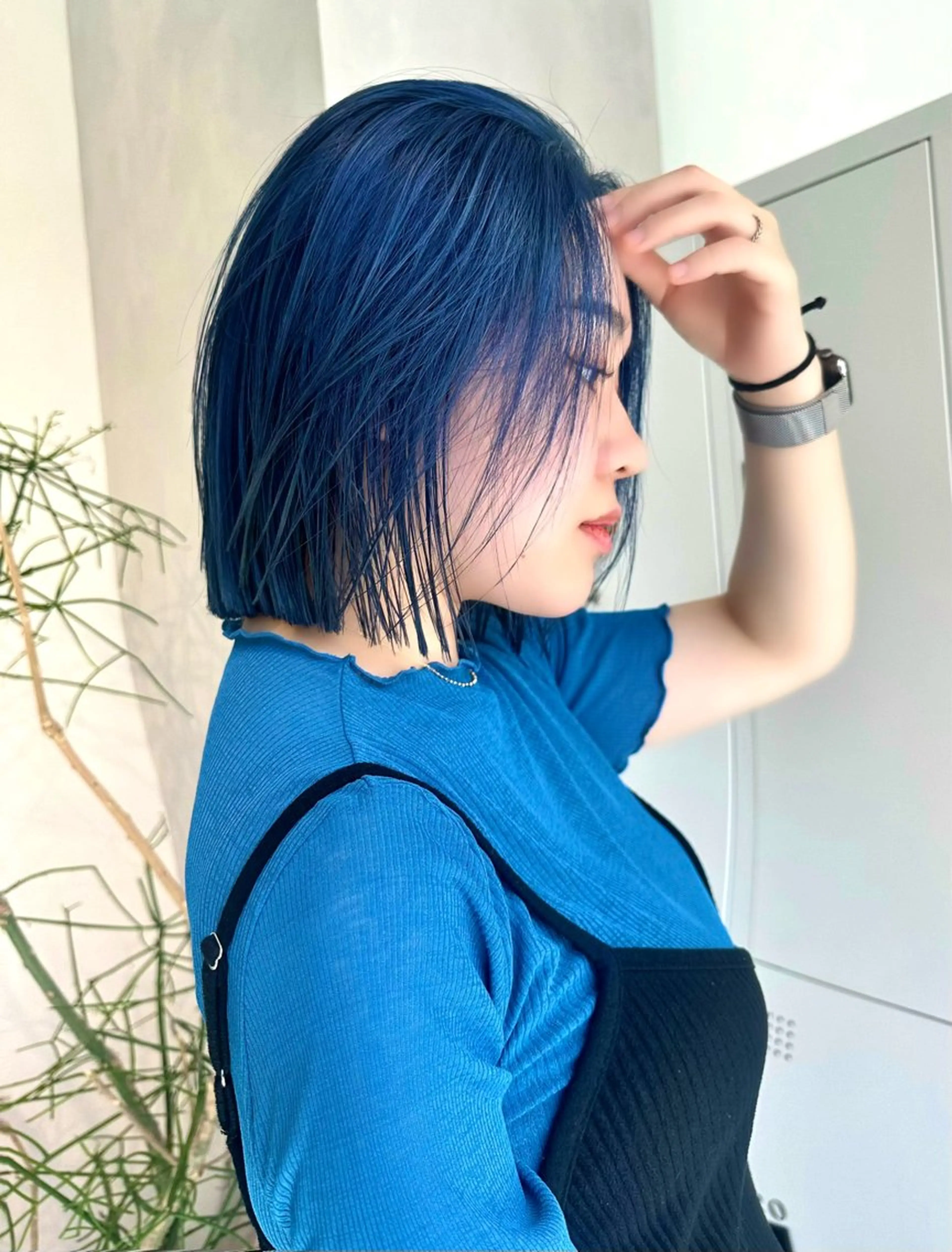 ショート カラー 黒髪 ブリーチ ブルーカラー ブルーブラック ブルーグレー 似合わせ小顔ショート /akane🐰♥️のヘアスタイル
