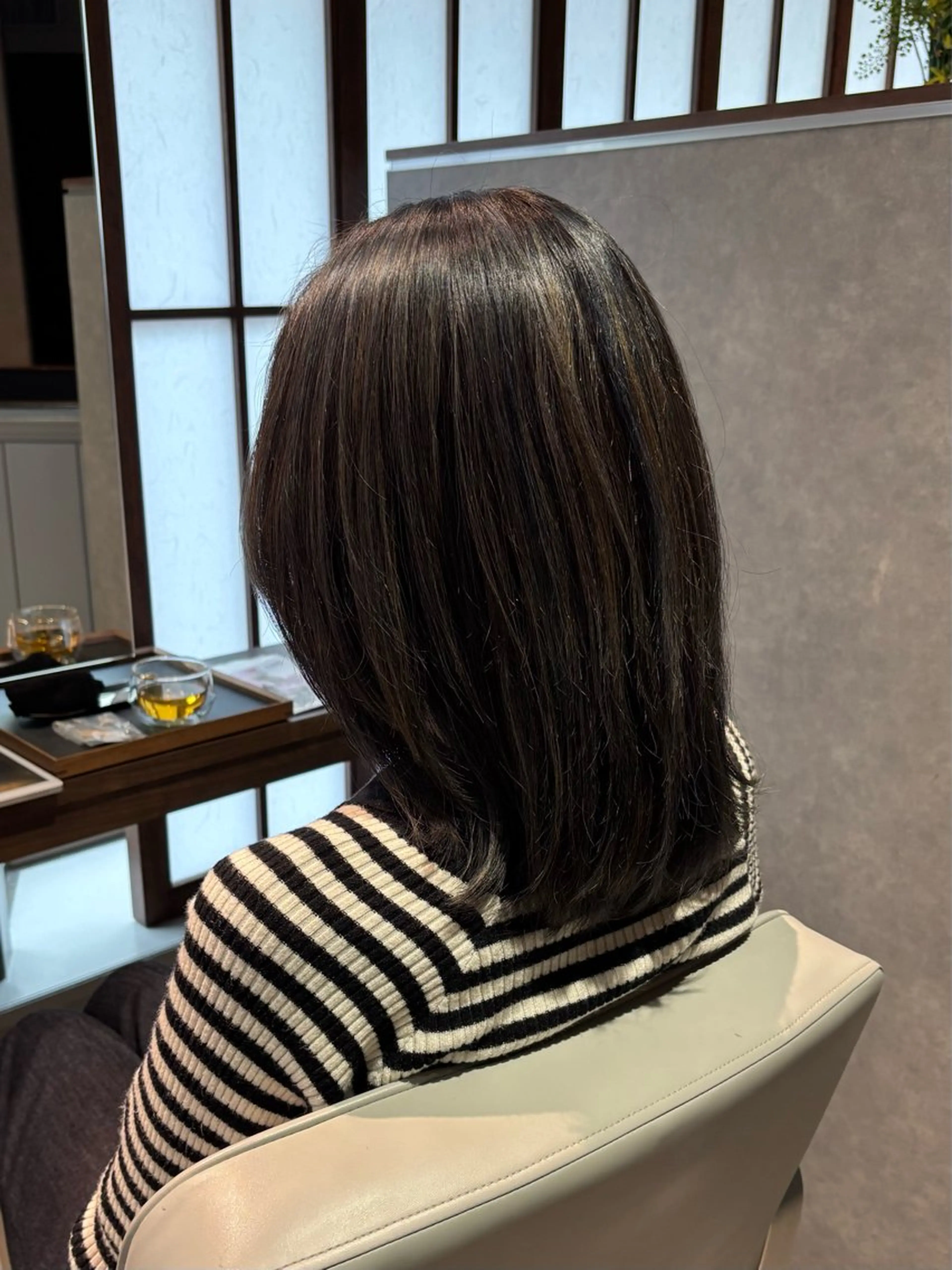 セミロング カラー ヘアカラー 柔らかい透明感カラー 髪質改善/神戸のヘアスタイル