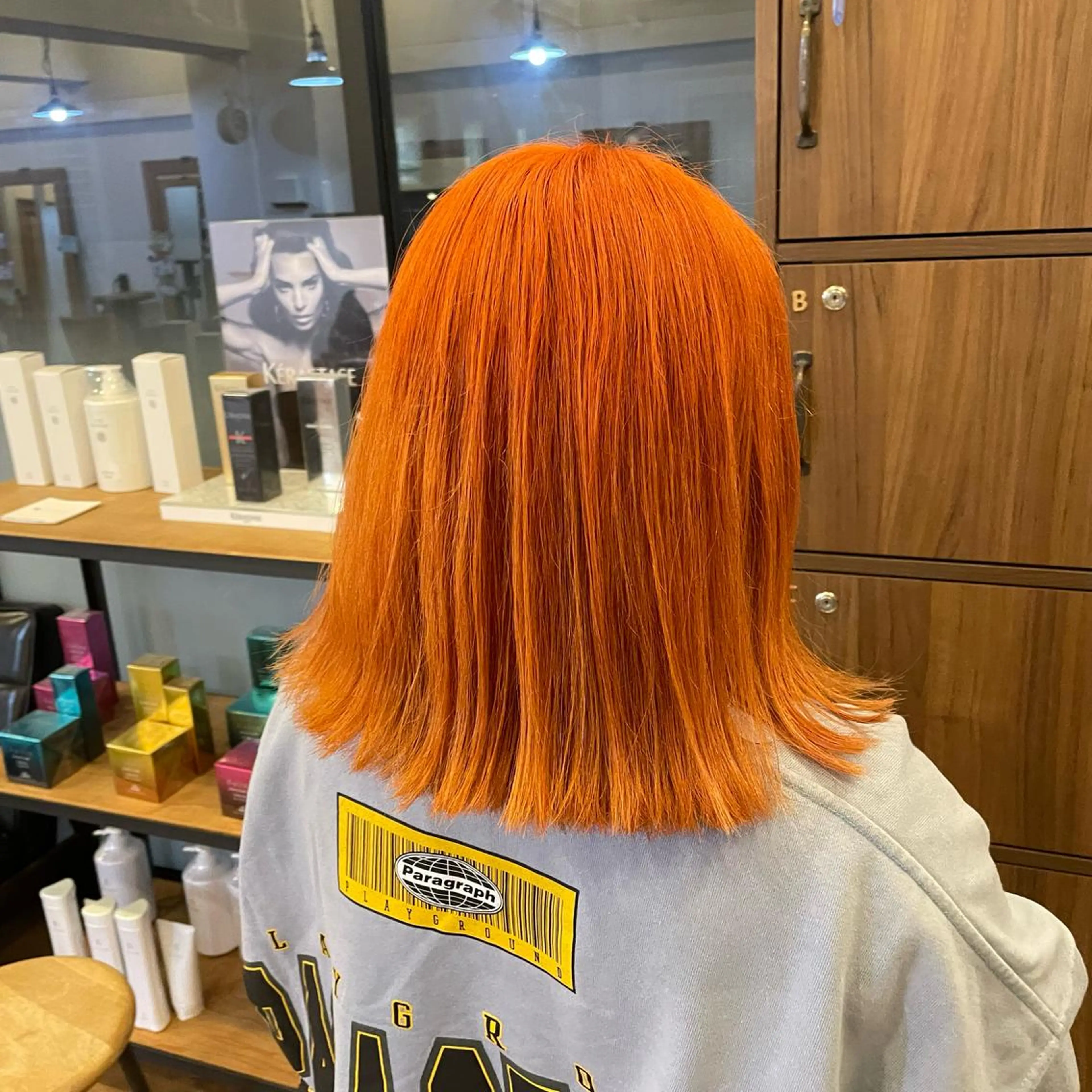 ミディアム カラー ヘアアレンジ オレンジ ボブ 🎗秋山勇 /三宮指名No.1のヘアスタイル