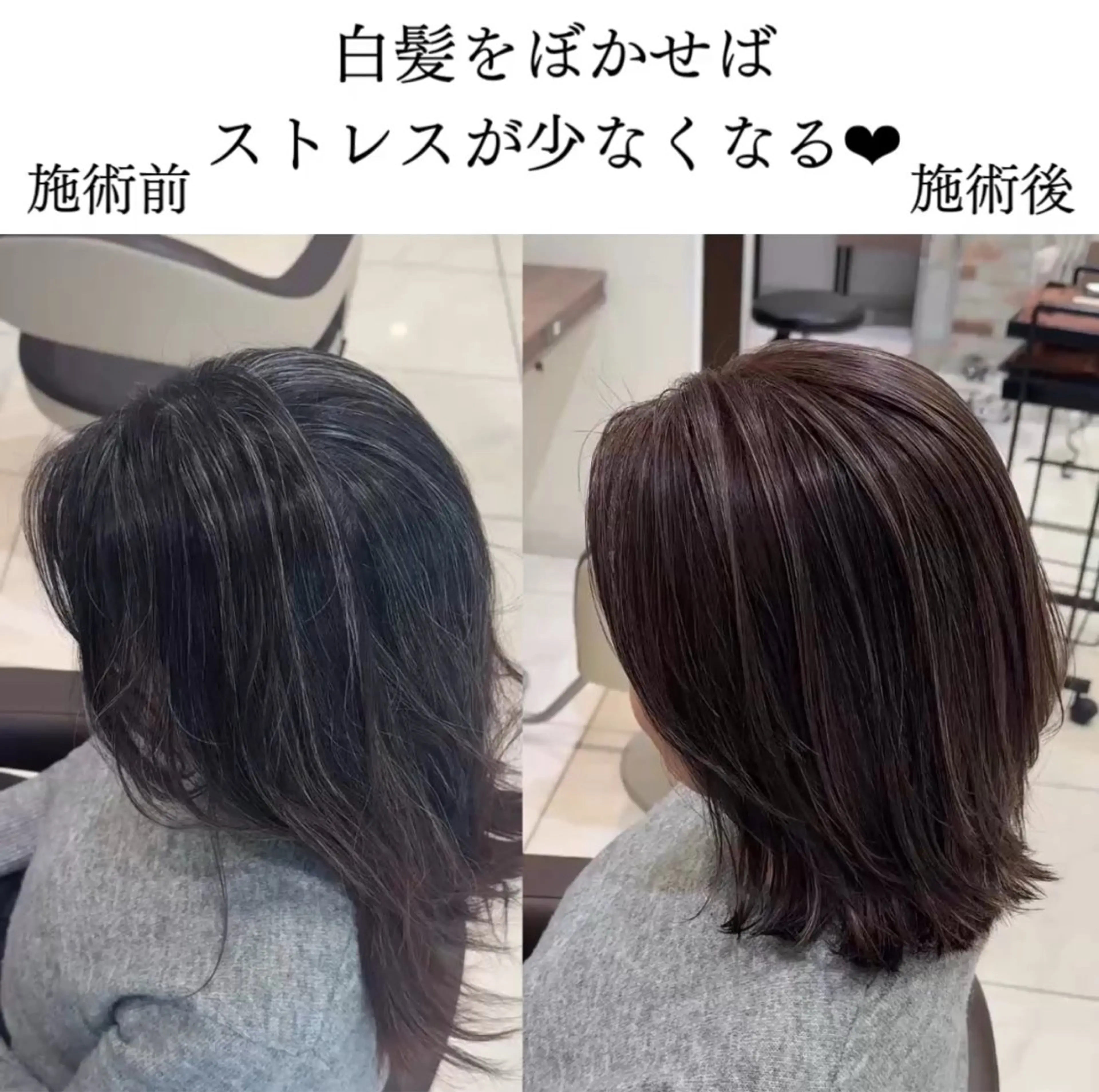 白髪でお悩みの方👍カット➕白髪ぼかし➕髪質改善トリートメント👍3週間で気になる白髪を気になりづらくします👀の写真