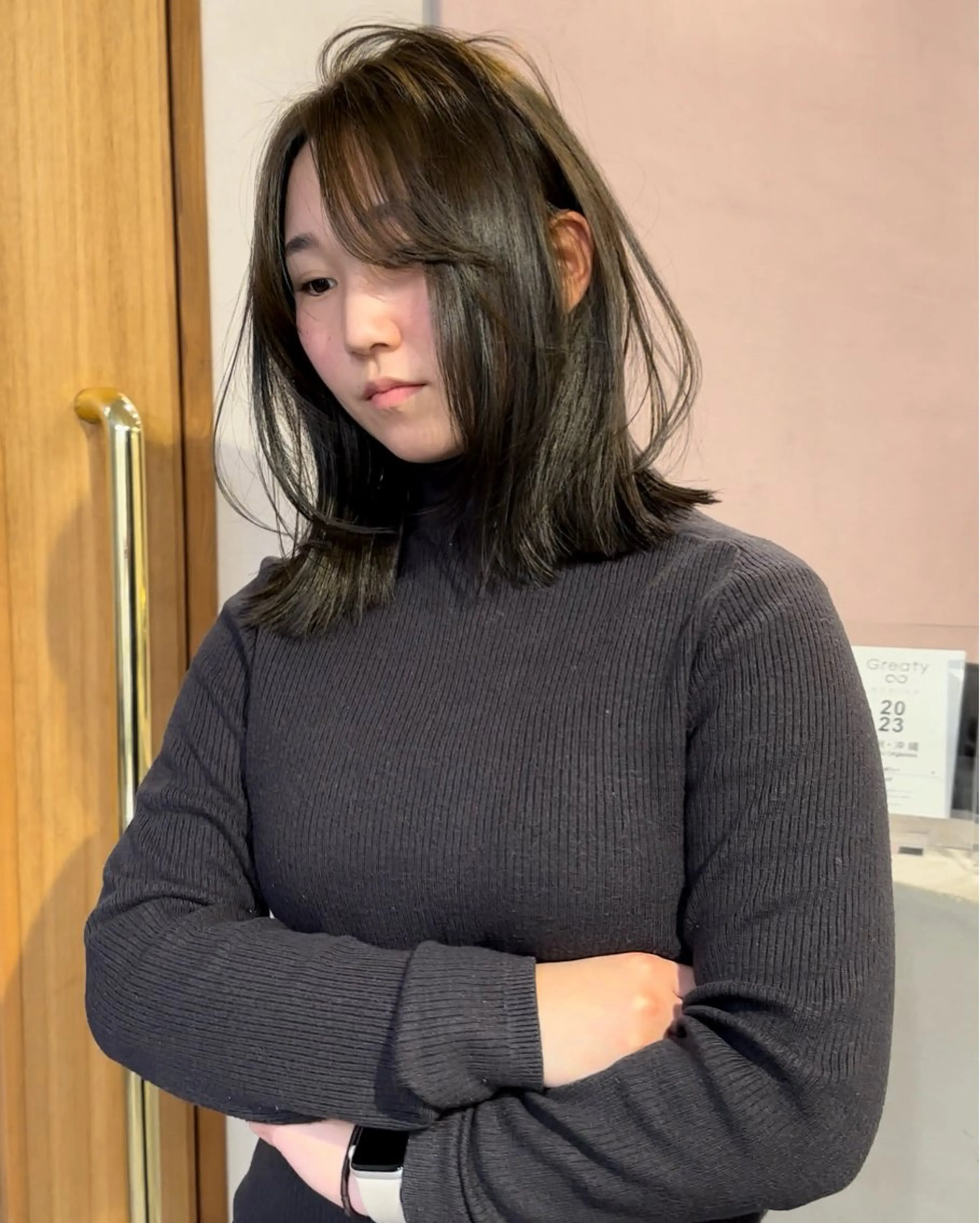 セミロング カット ヘアカラー はまだ かんたのヘアスタイル