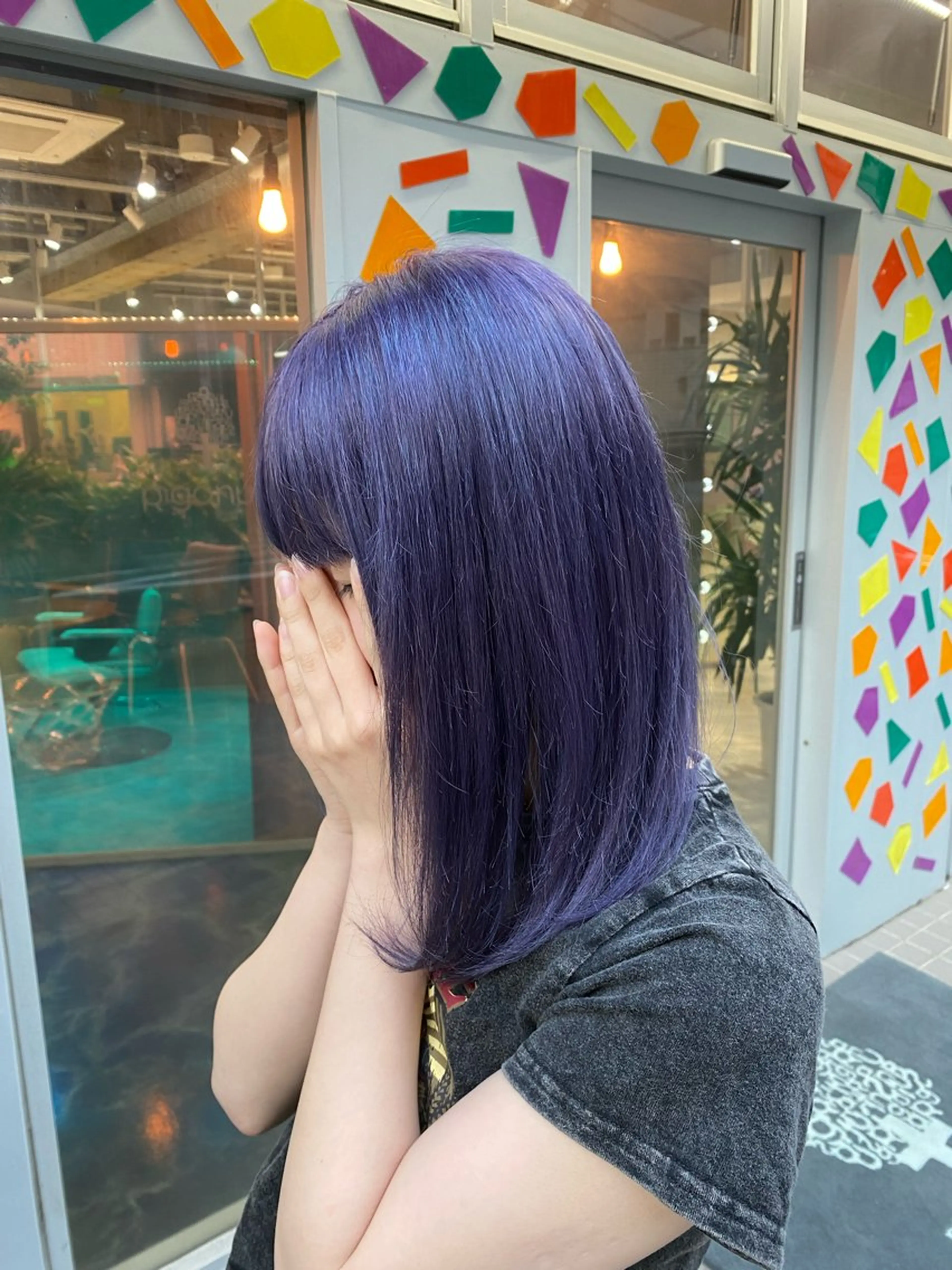 セミロング カラー ブリーチ ケアブリーチ バイオレットカラー トリートメント ヘアカラー トリートメント Riganuts池袋 Hayato✂︎のヘアスタイル
