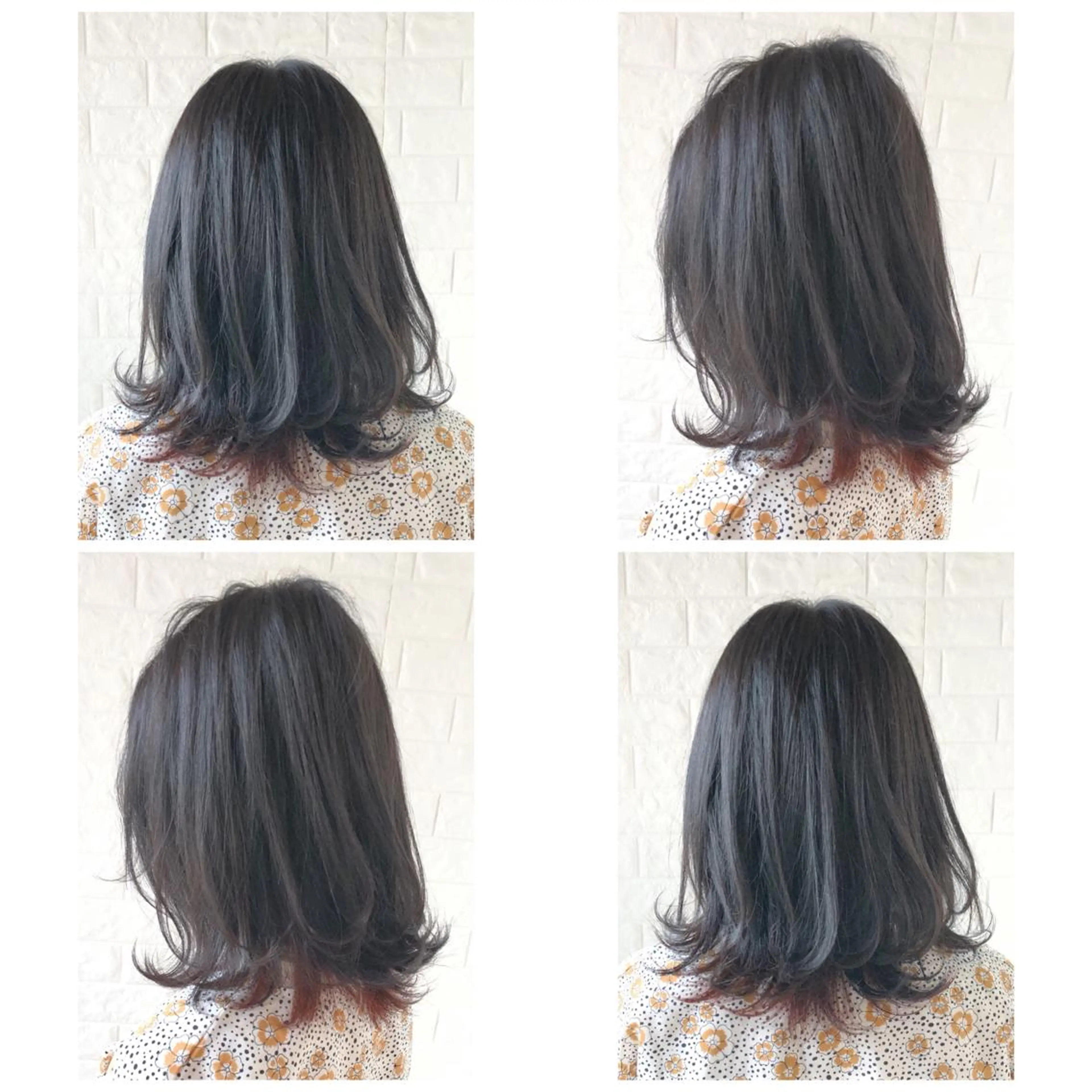 ミディアム カラー ブリーチ ケアブリーチ インナーカラー レッドカラー KIZU 髪質改善 オカルト怪談のヘアスタイル