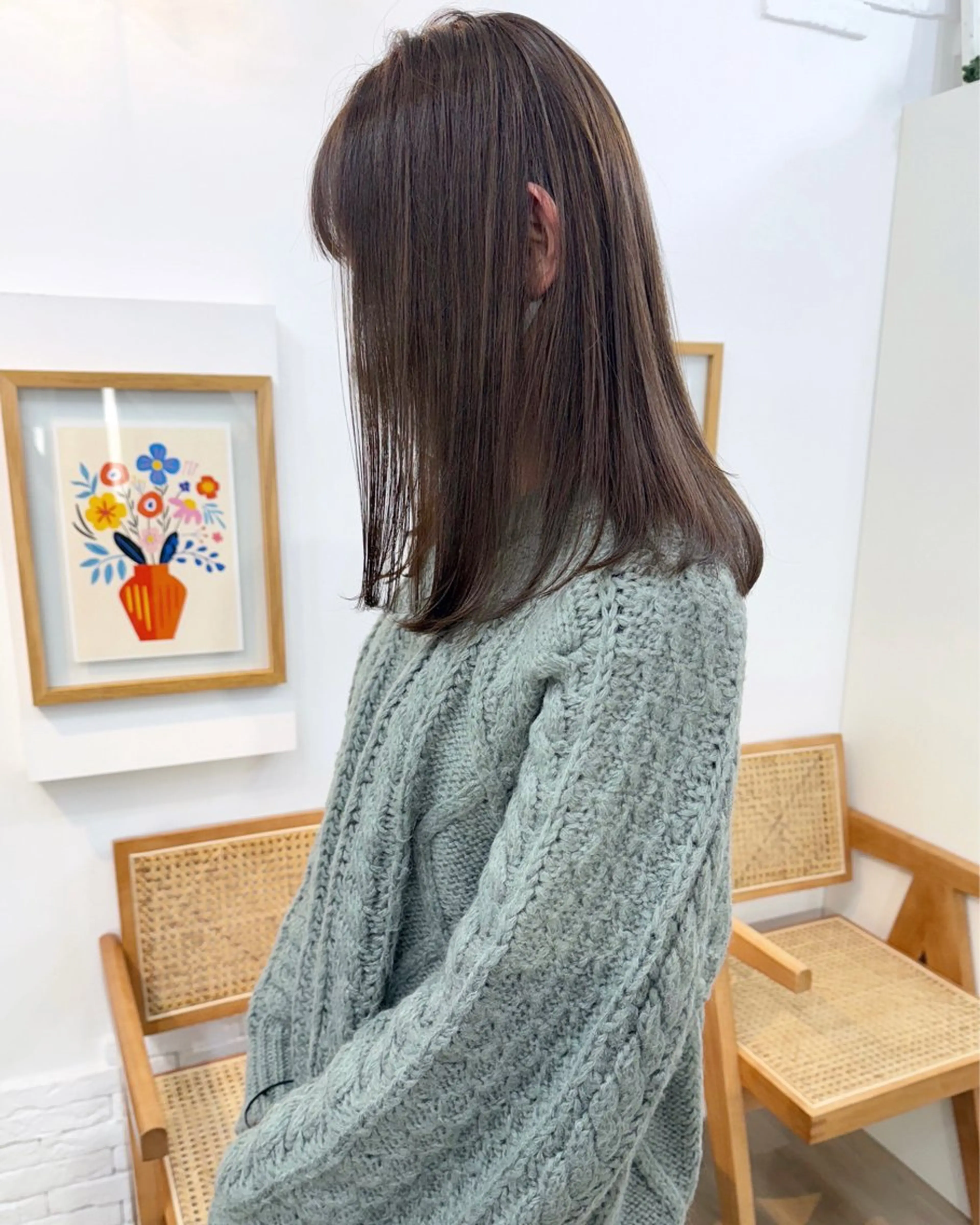 ミディアム カラー ヘアアレンジ アッシュ ベージュカラー イルミナカラー カット ヘアカラー トリートメント あおやぎ ななのヘアスタイル