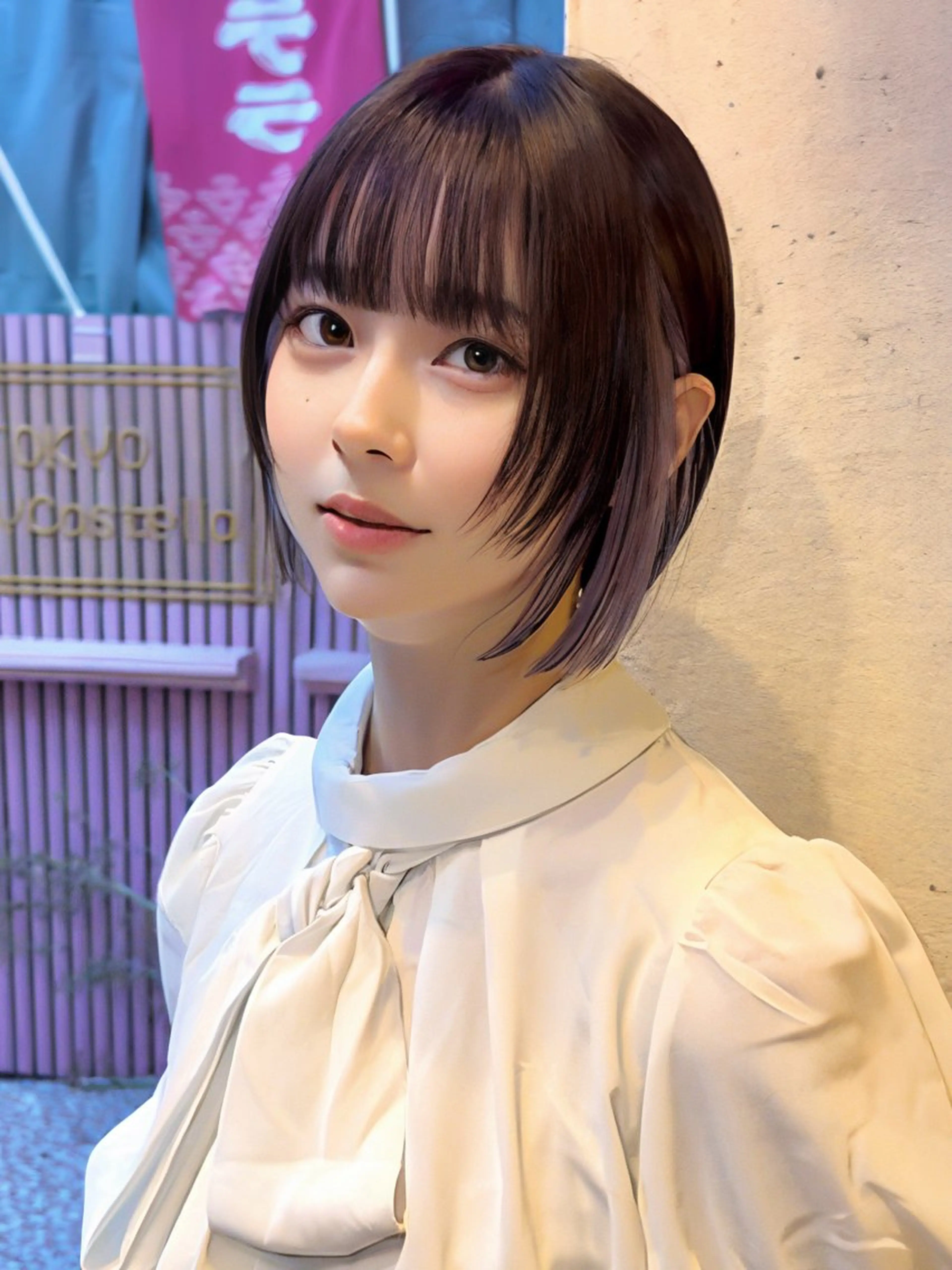 ミディアム カラー インナーカラー ラベンダーカラー パープルカラー ボブ 顔まわりレイヤー カット ヘアカラー トリートメント インナーカラー/レイ ヤーカット♡/マキシのヘアスタイル