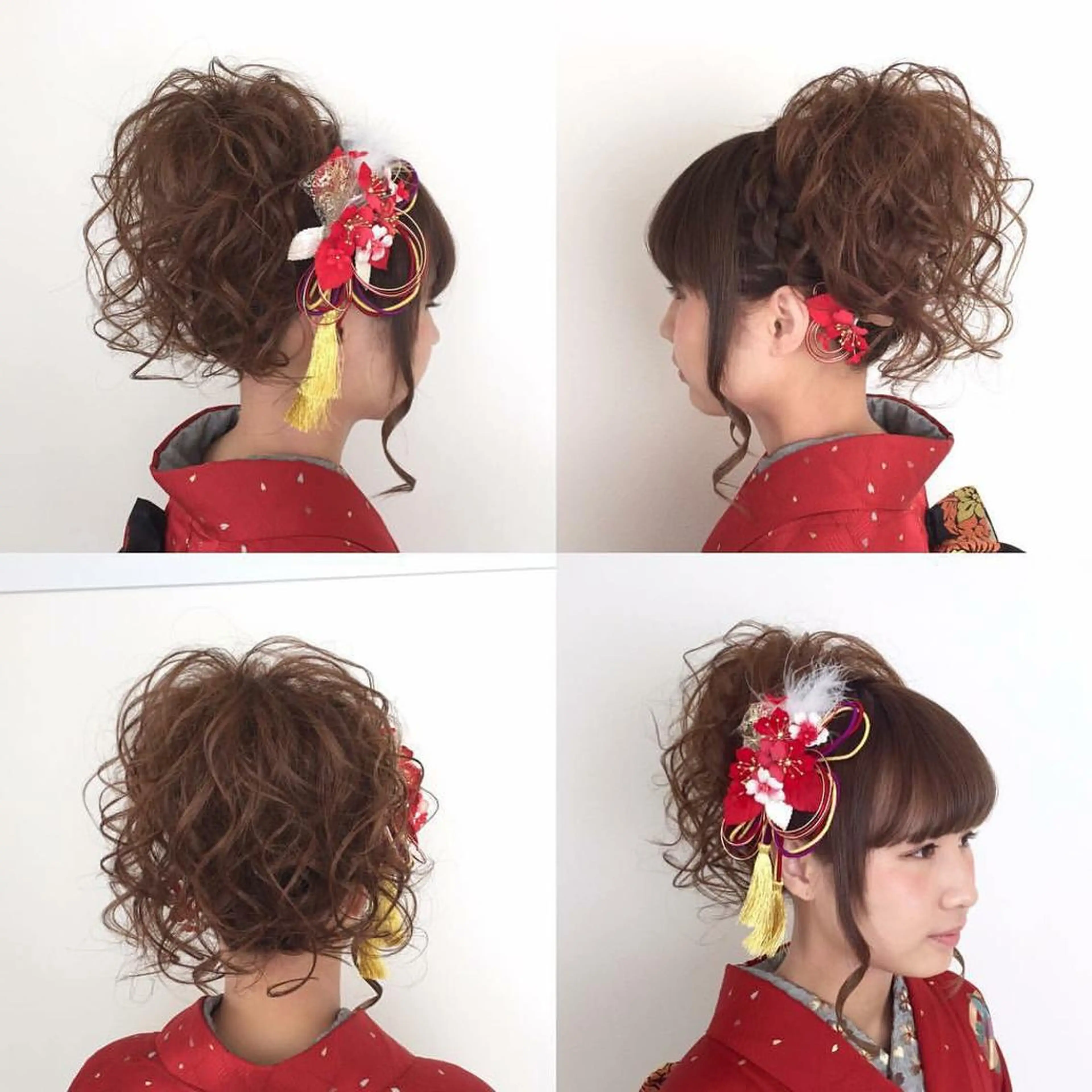 ミディアム ヘアアレンジ 成人式 着物ヘア ヘアセット KANA カナのマツエク・マツパデザイン